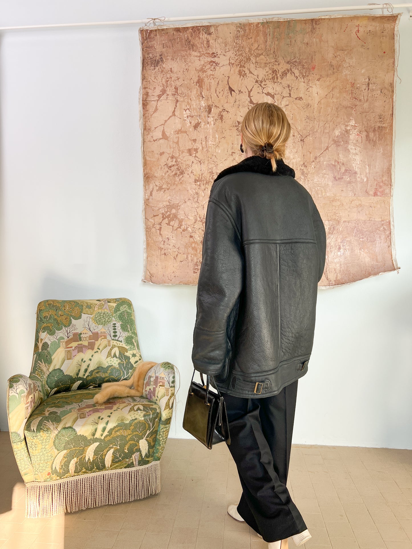 Montone nero shearling anni 80