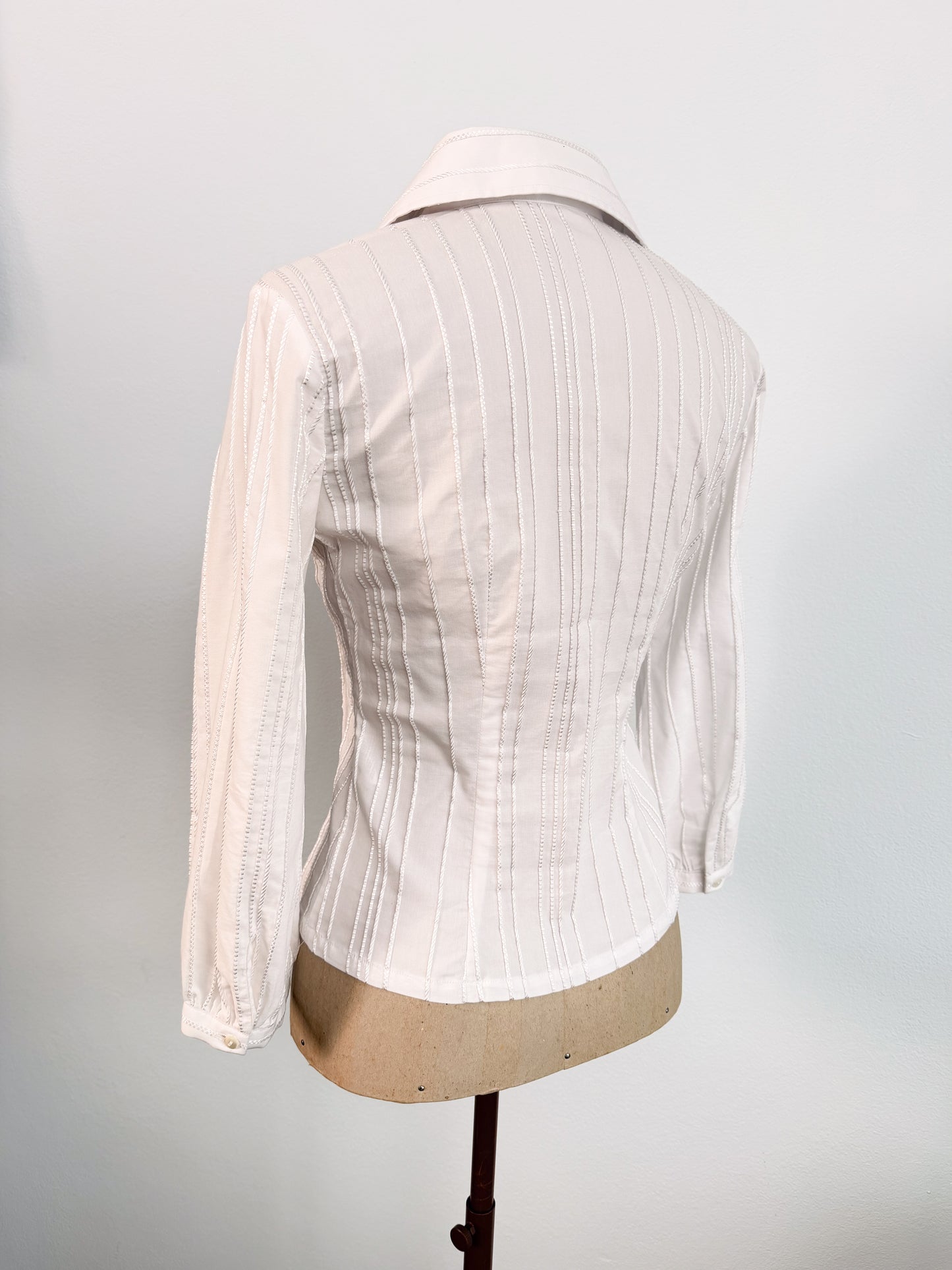 Camicia in cotone incrociata trama torchon