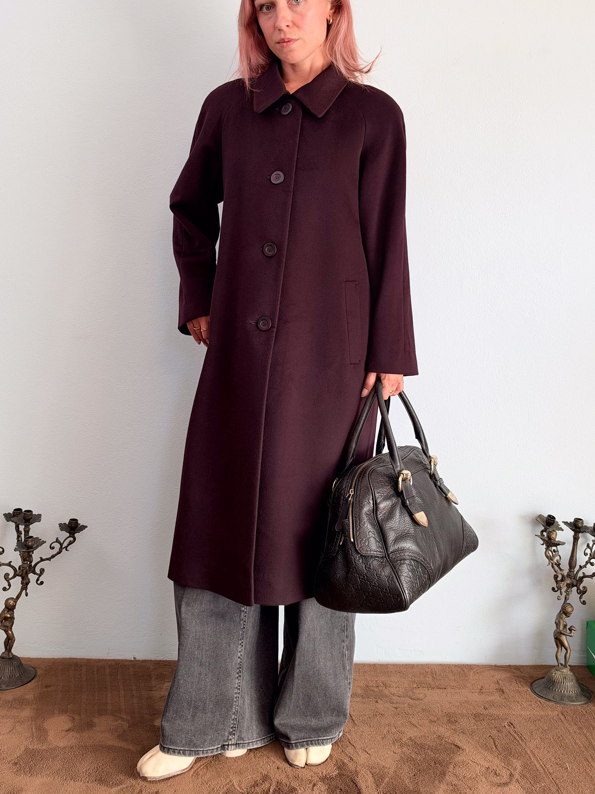 Cappotto in puro Cashmere made in Japan anni 90 minimal taglio raglan