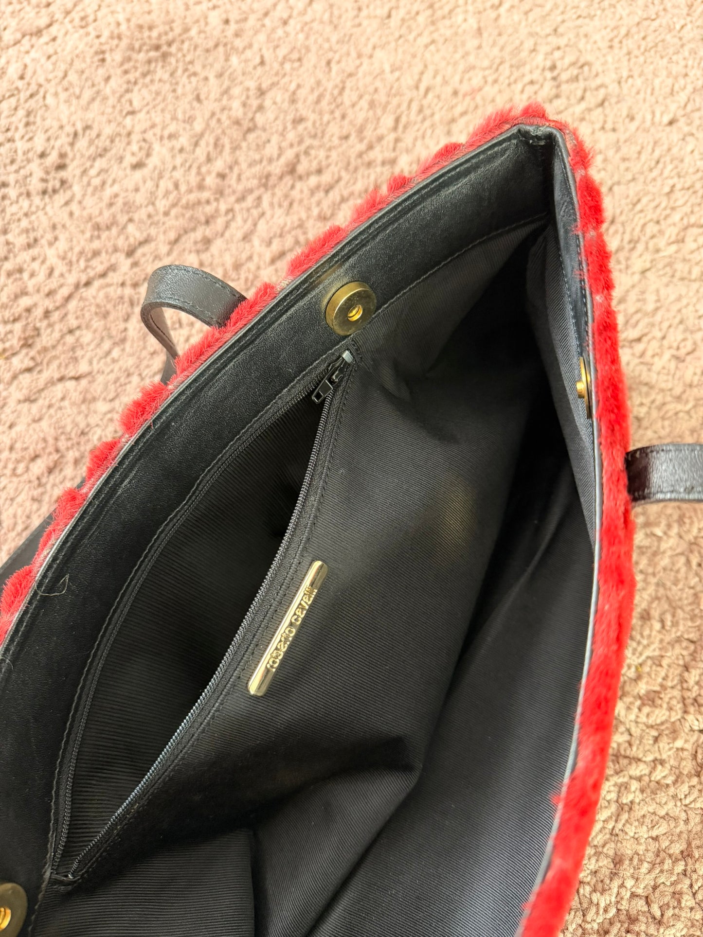 Borsa in pelle firmata Roberto Cavalli baguette grande