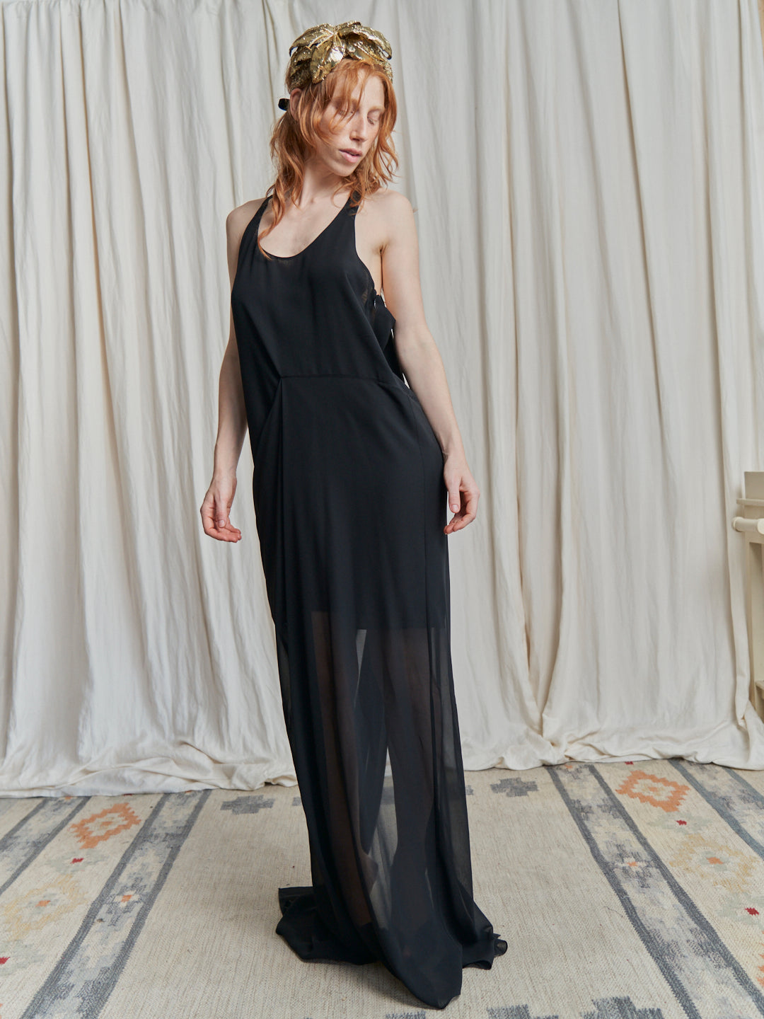 Abito Acne Studios anni 2000 lungo con pannello drappeggiato