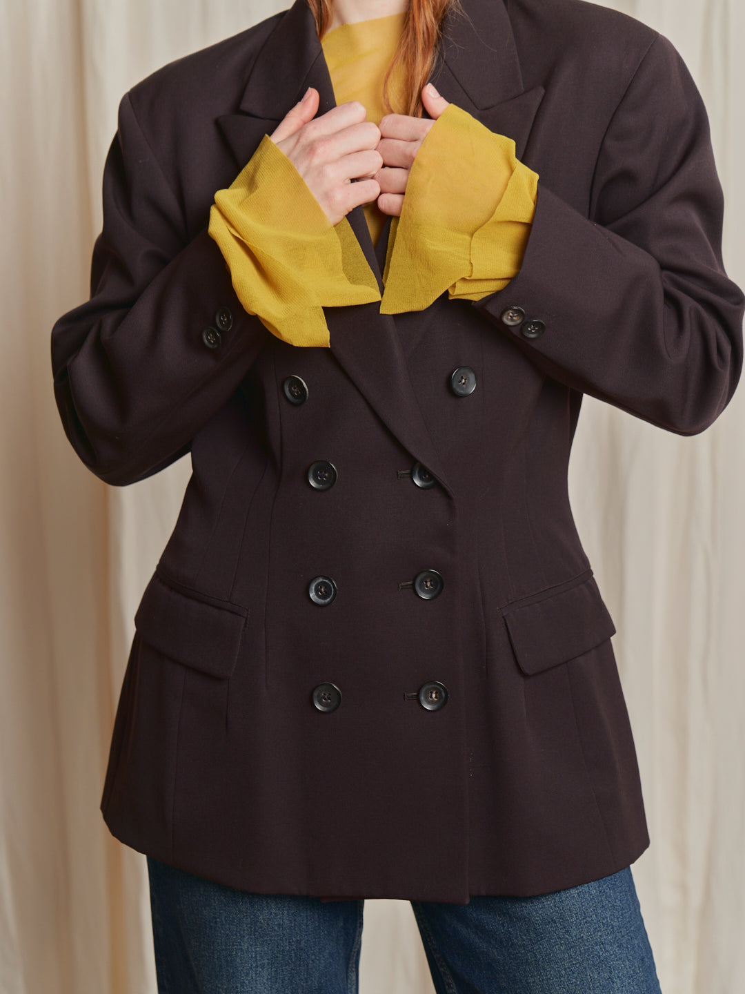 Blazer Yohji Yamamoto archivio in lana doppio petto sagomato in vita anni 90