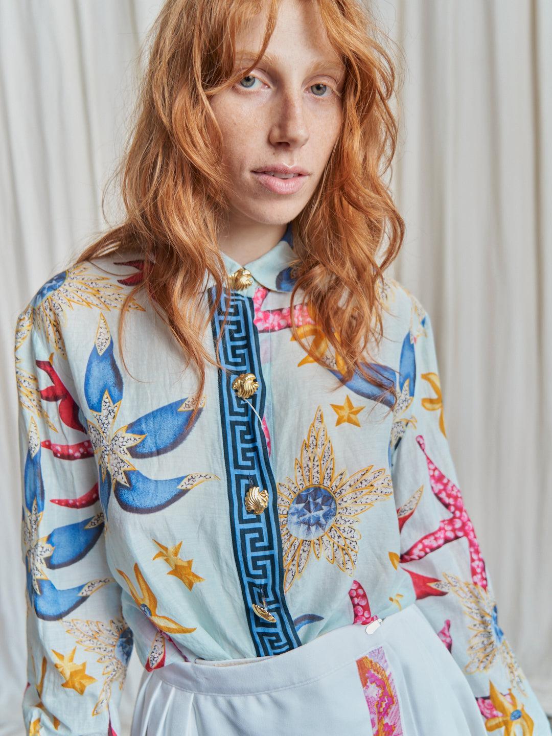 Camicia Gianni Versace Couture anni 80 in cotone e seta