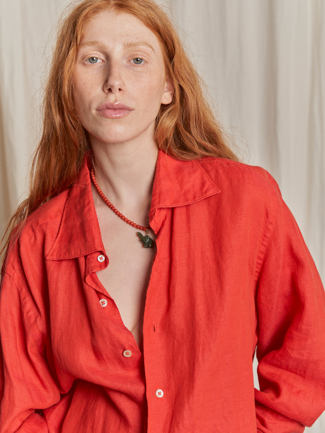Camicia lino maxi rossa