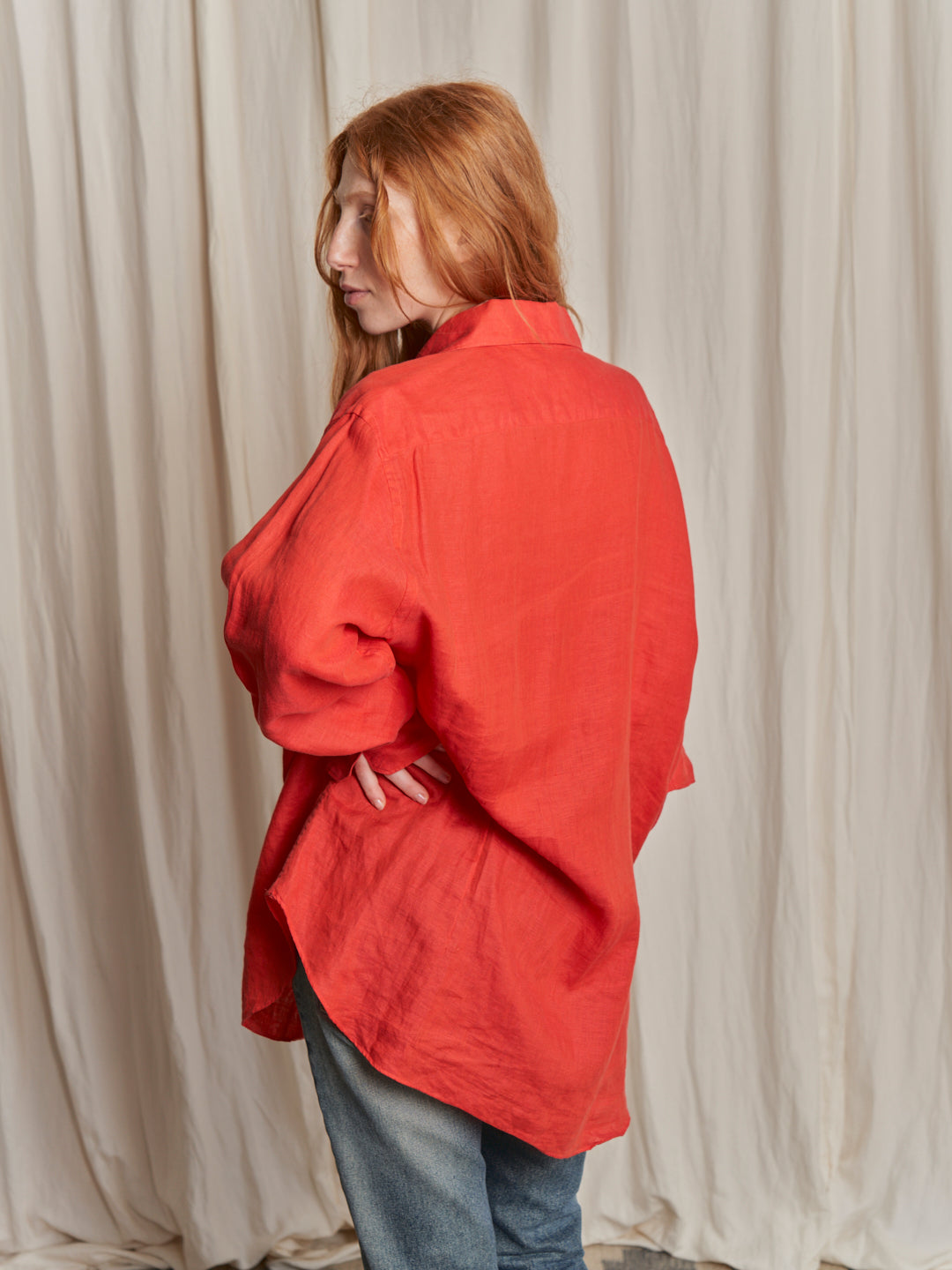 Camicia lino maxi rossa