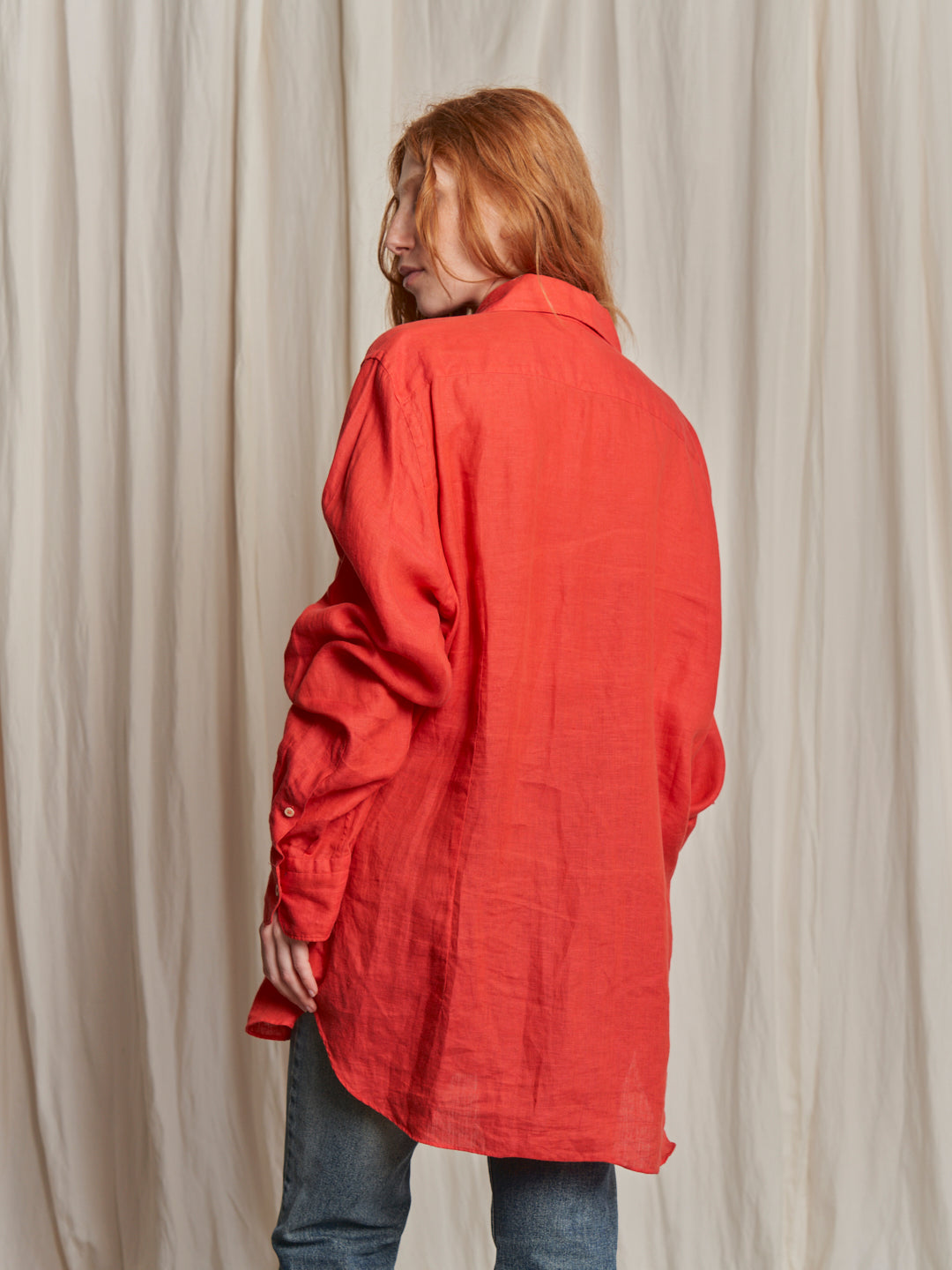 Camicia lino maxi rossa