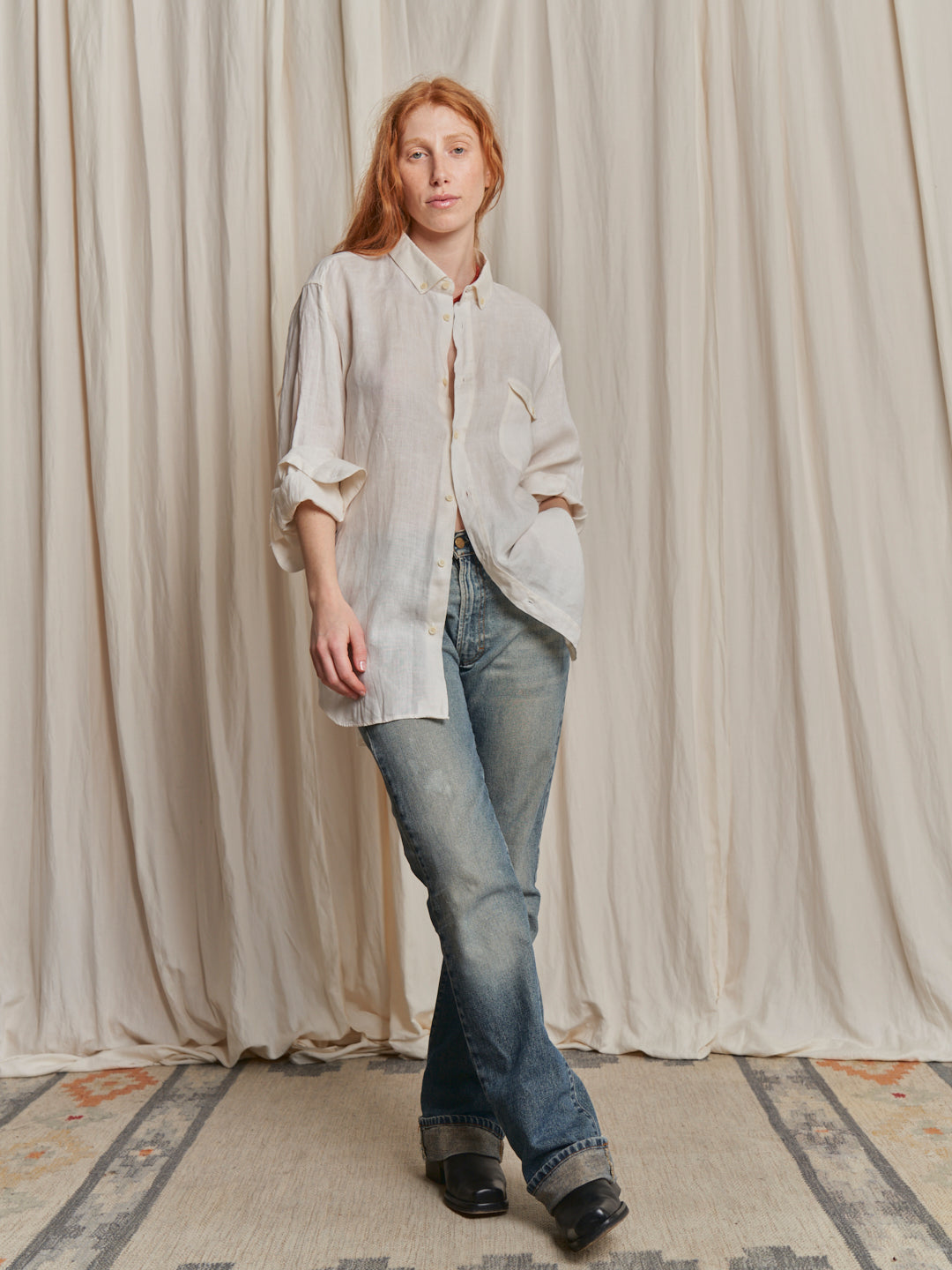 Camicia in lino anni 70 nuova tasca