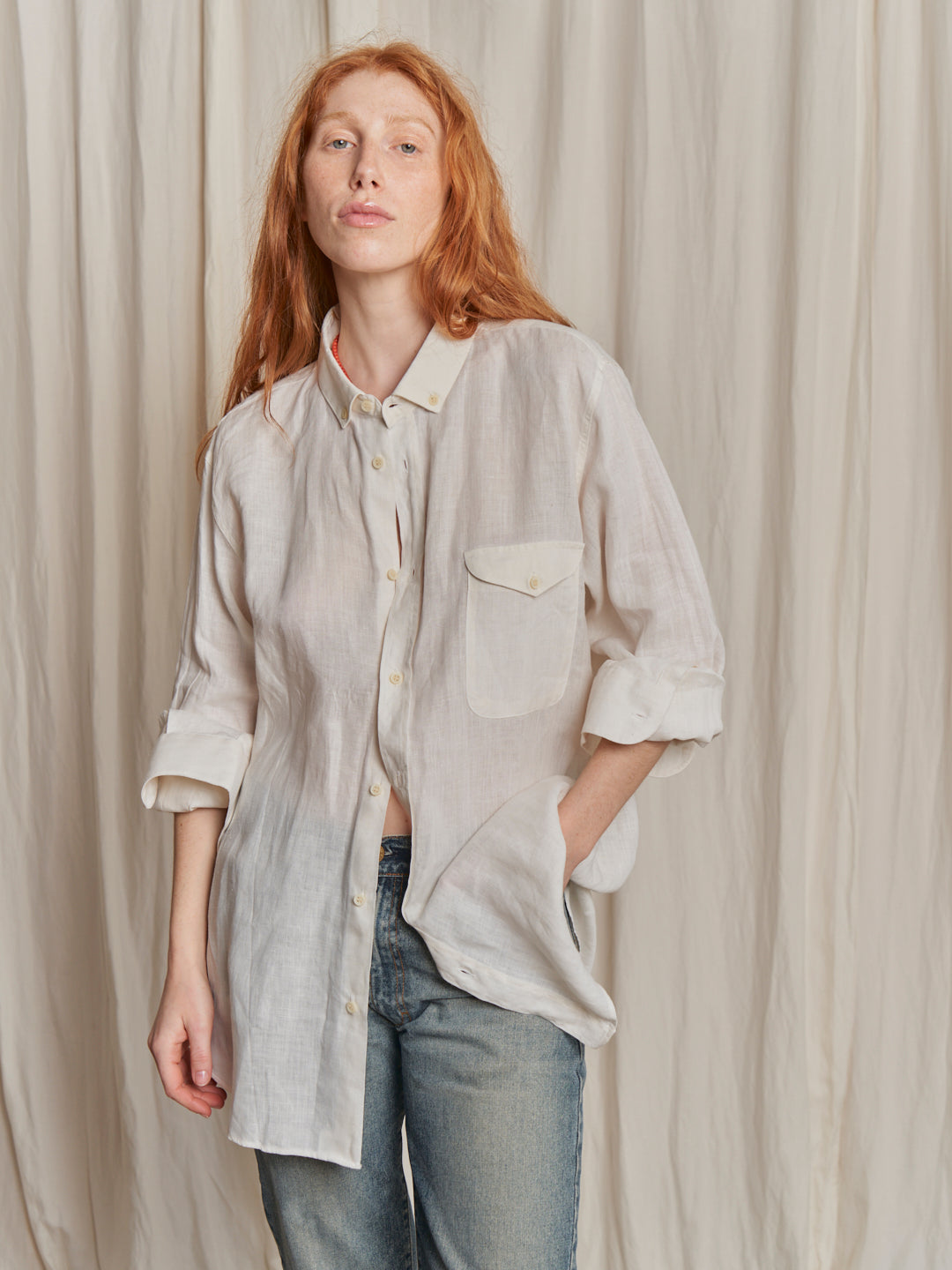 Camicia in lino anni 70 nuova tasca