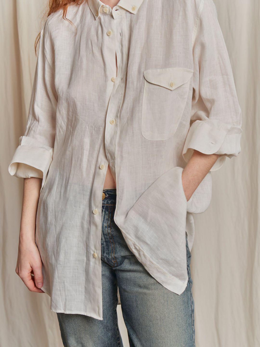 Camicia in lino anni 70 nuova tasca