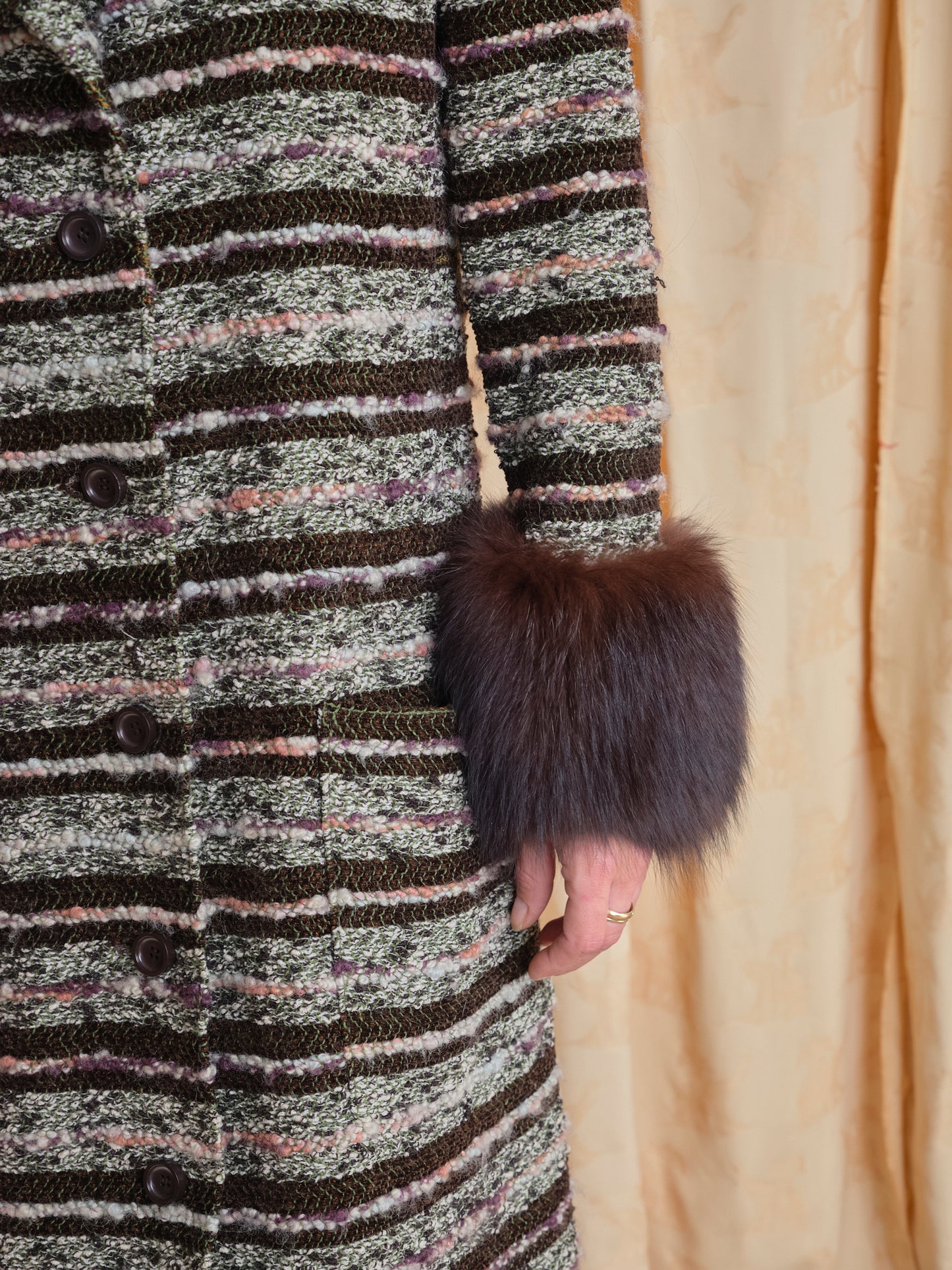 Cappotto vintage SCHERRER modello pennylane con manicotti e collo pelliccia