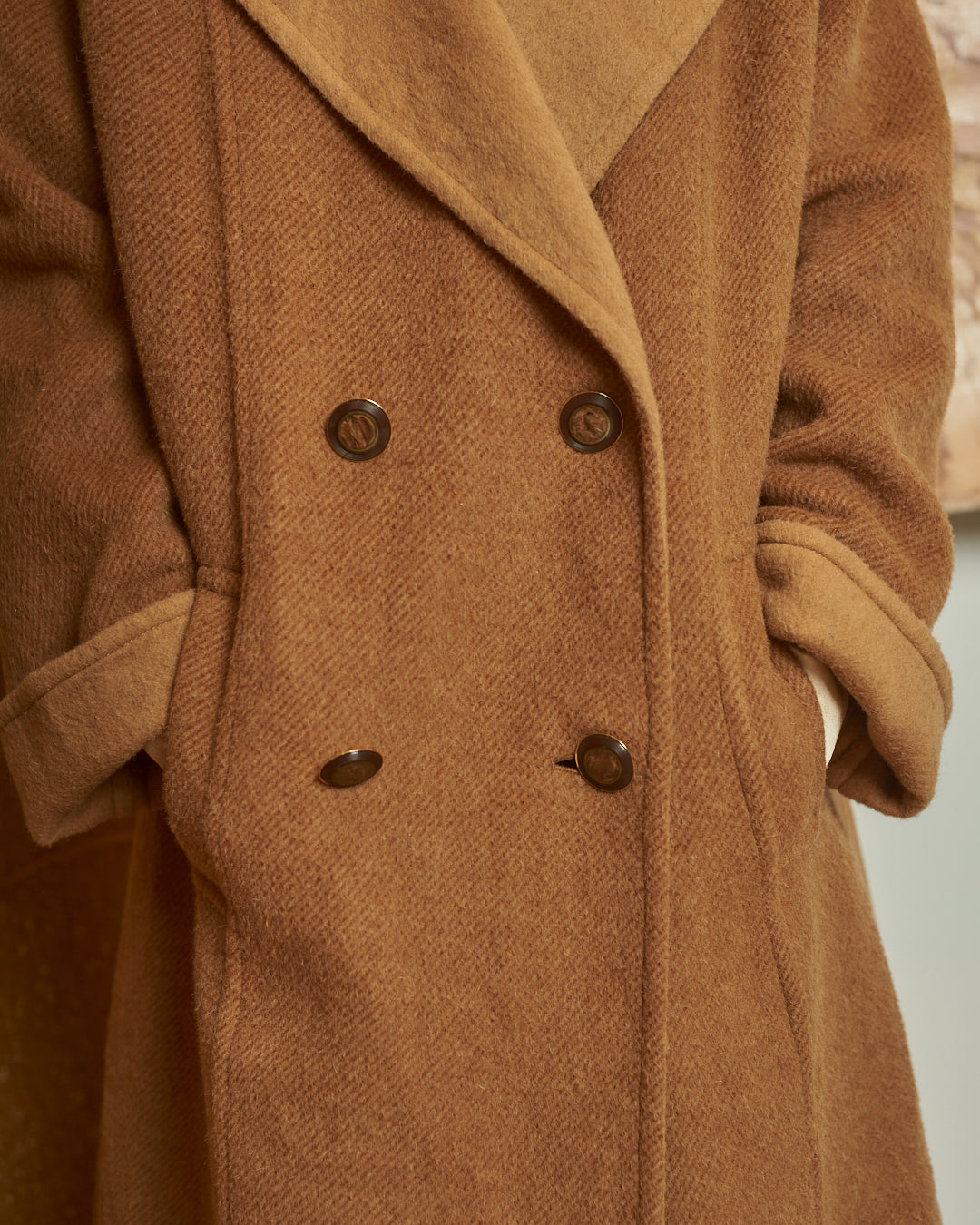 Cappotto in lana doppiato color tabacco