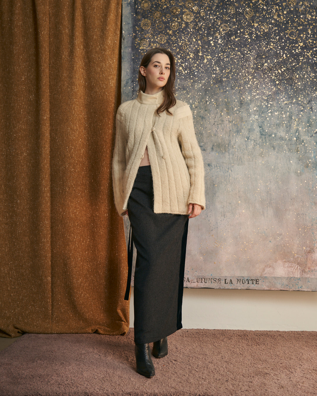 Cardigan doppiato in lana sartoriale