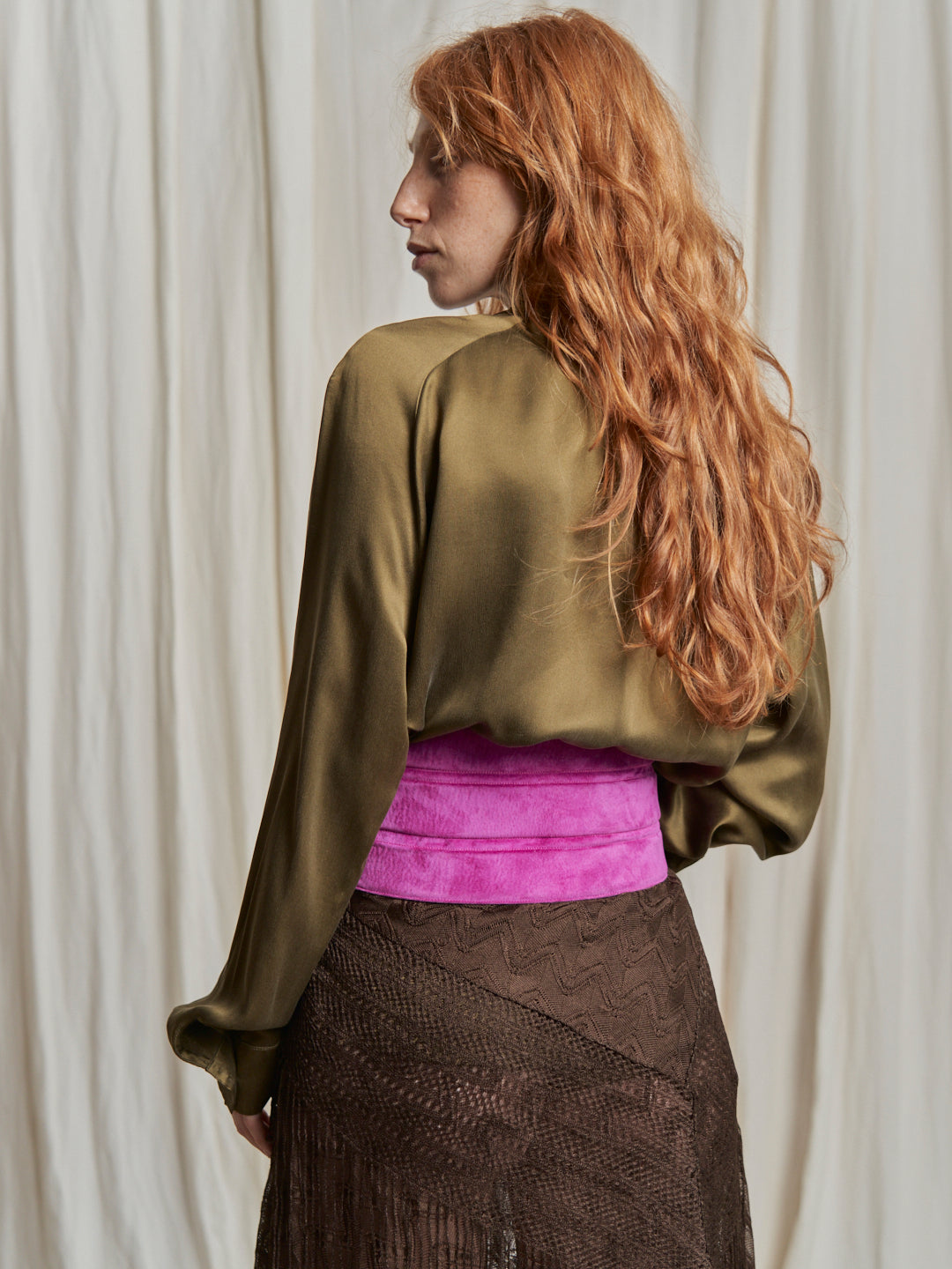 Cintura Sportmax vintage tg L in pelle scamosciata imbottita