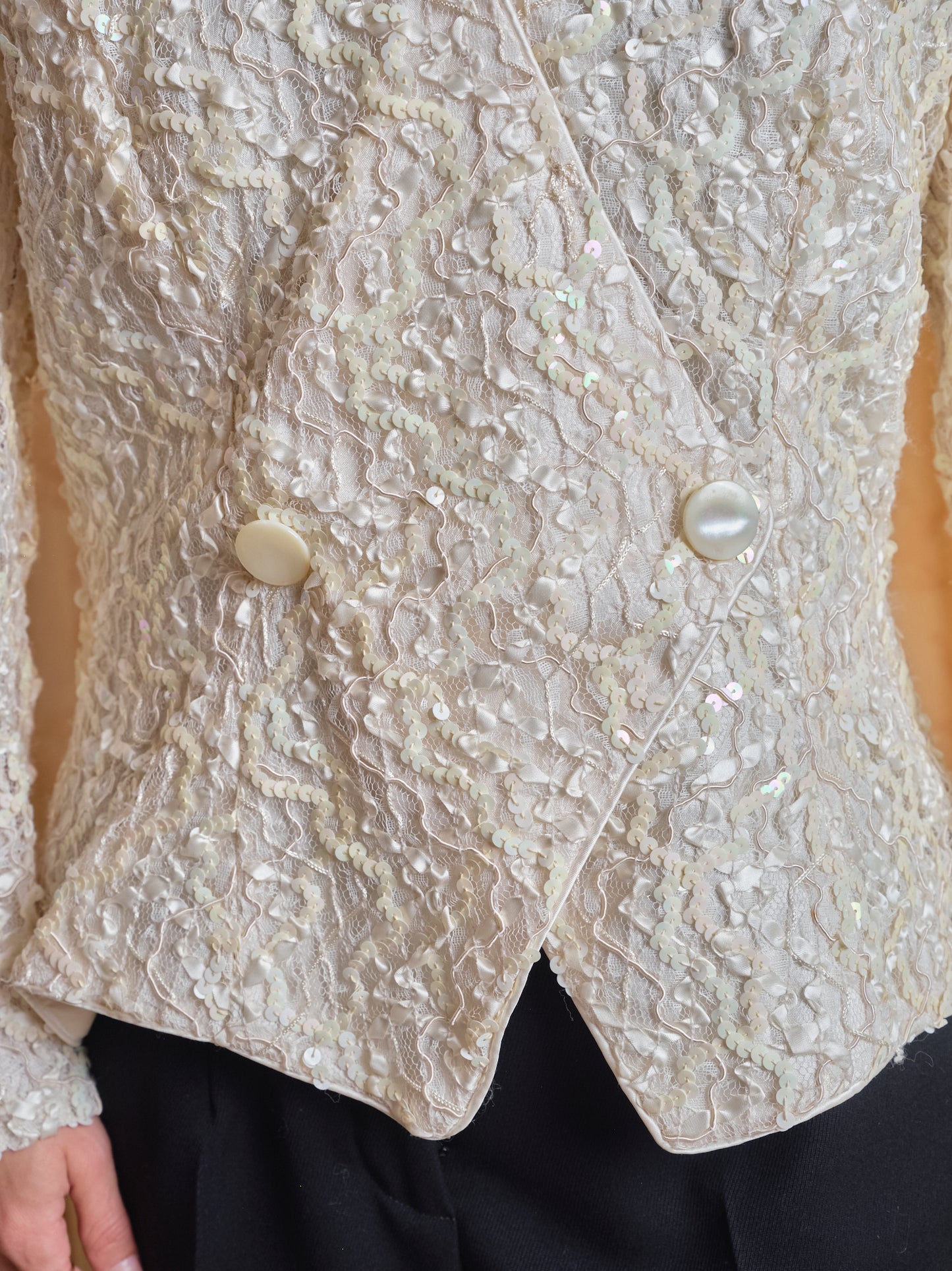 Giacca anni 80 americana in pizzo e paillettes