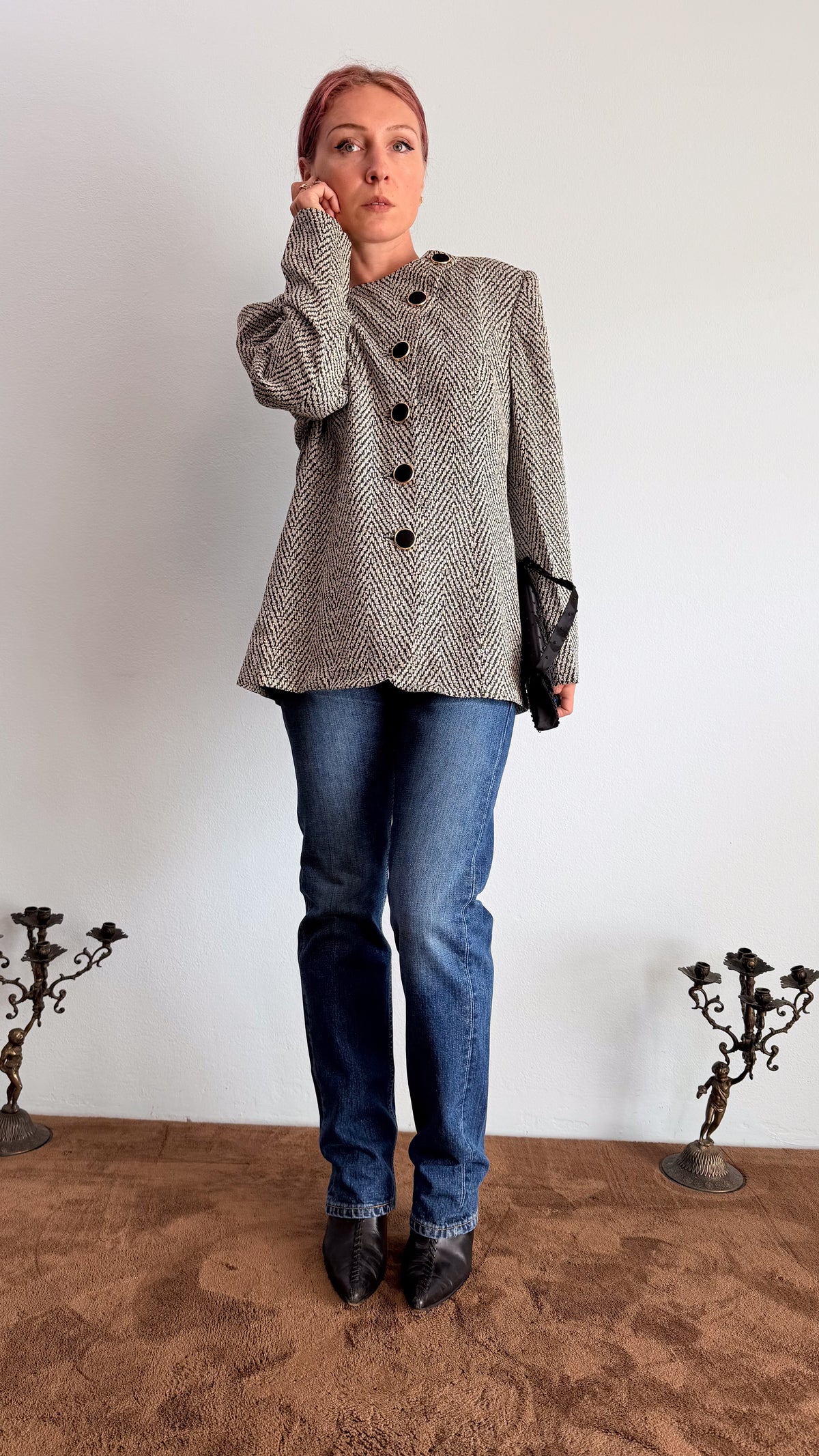 Giacca in crepe anni 90 girocollo