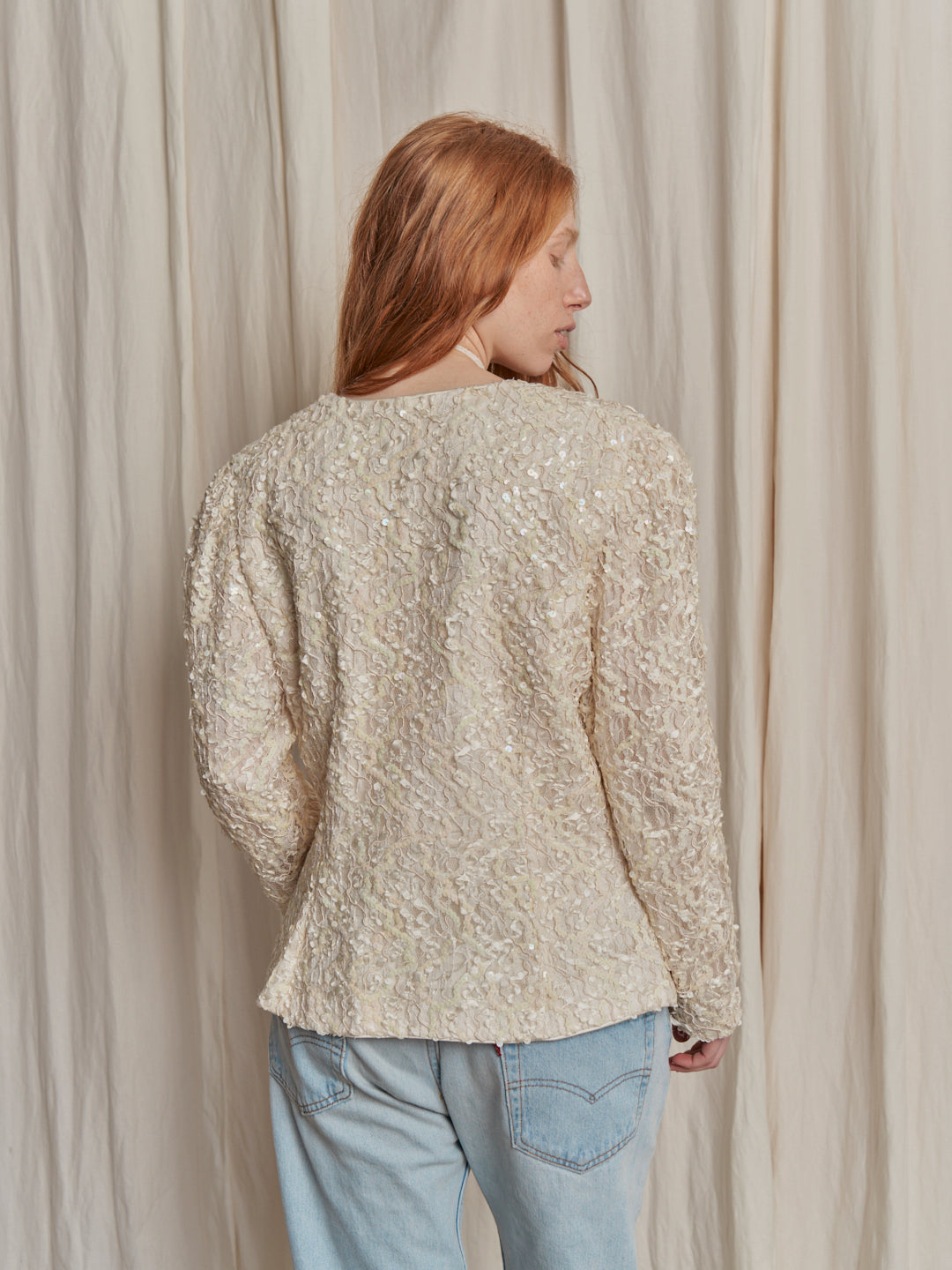 Giacca anni 80 americana in pizzo e paillettes