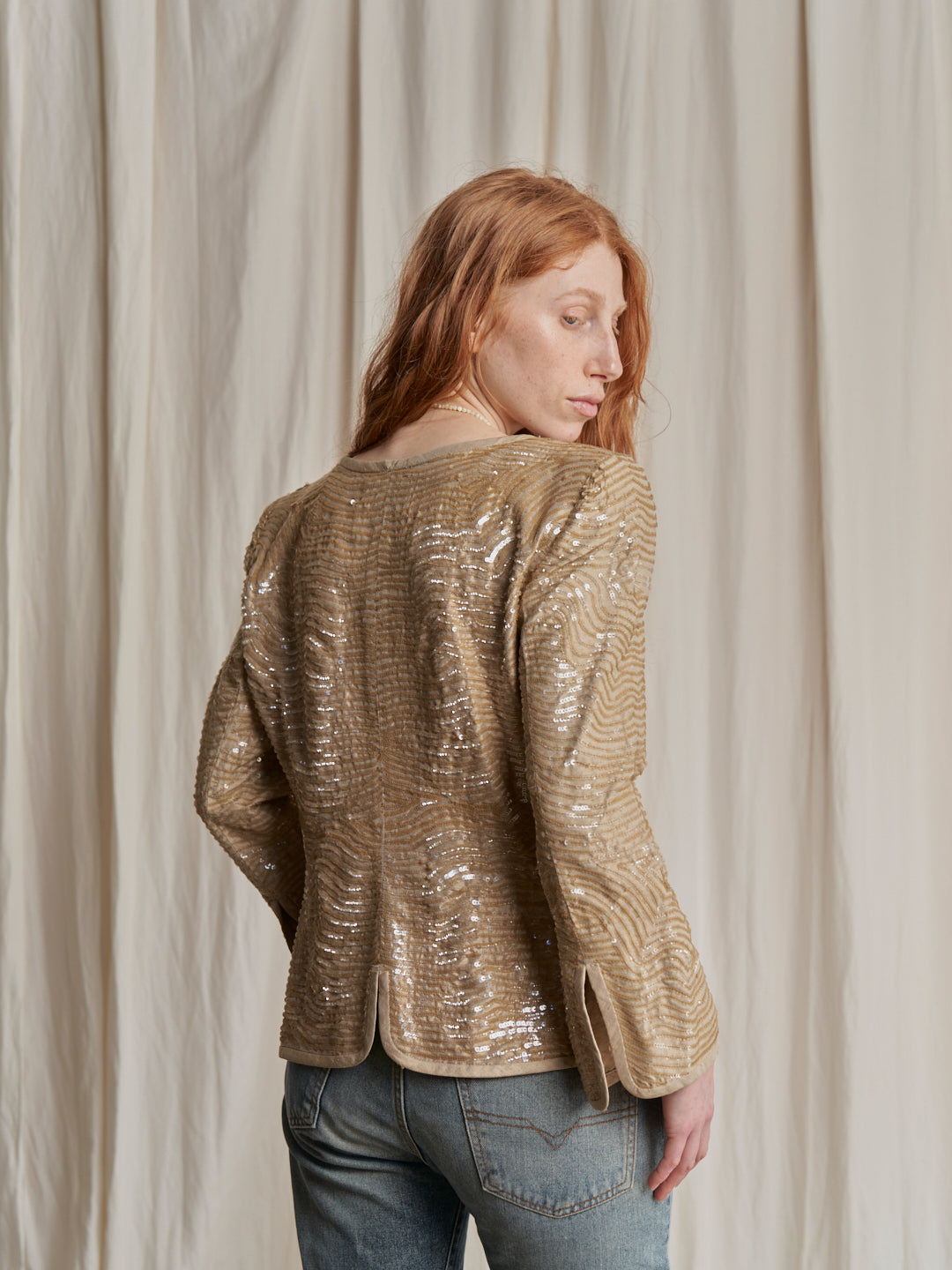 Giacca Armani Collezioni anno 2000 in seta pura e paillettes