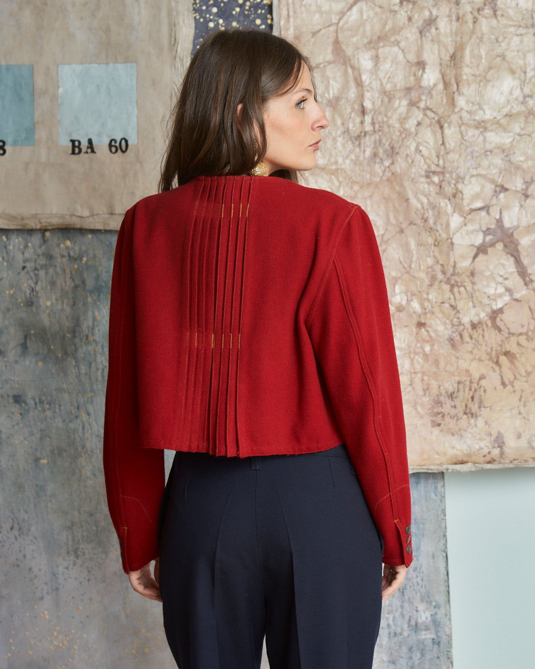 Giacca Firmata Marithé François Girbaud in lana crop
