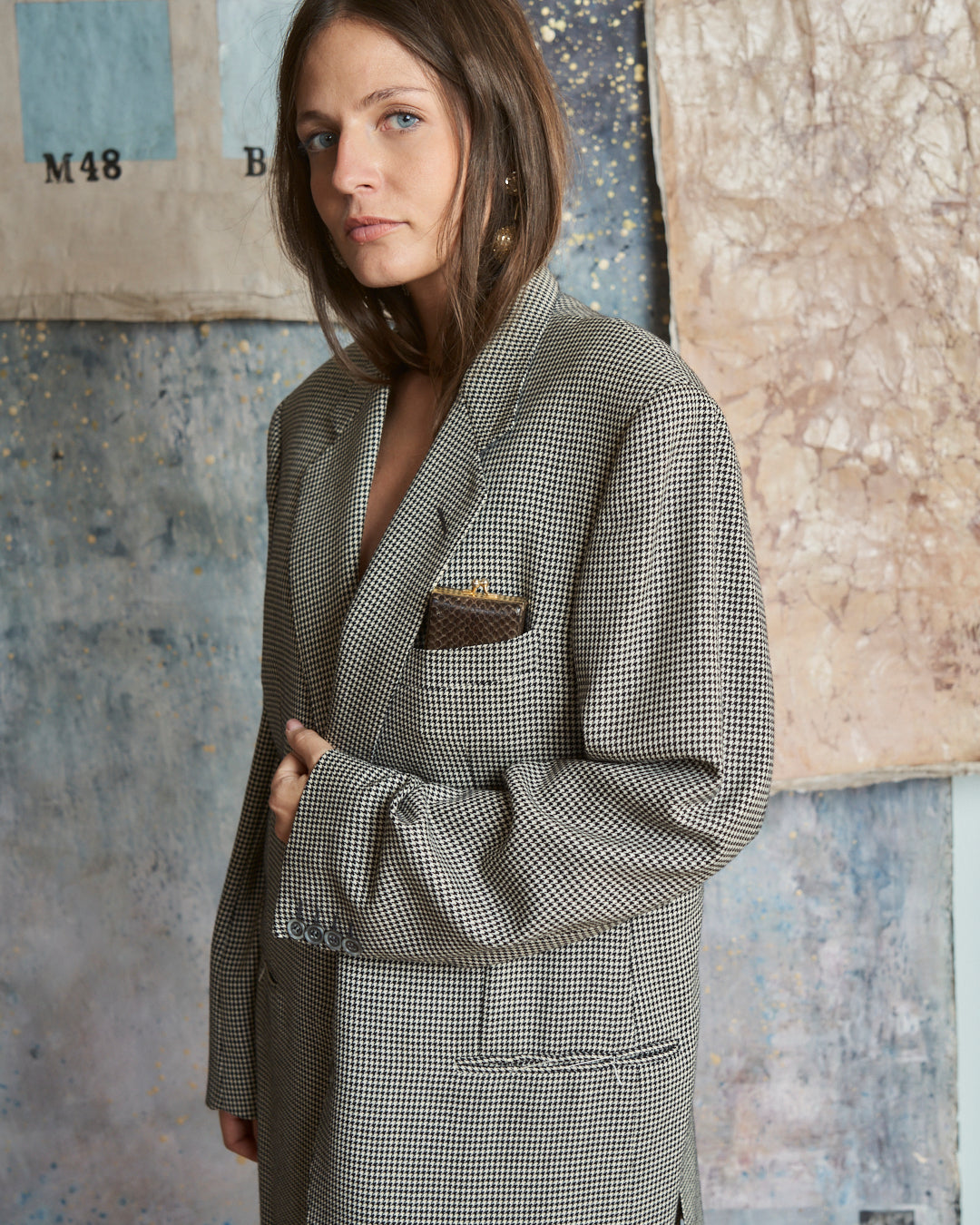 Blazer maschile in lana pied-de-poule