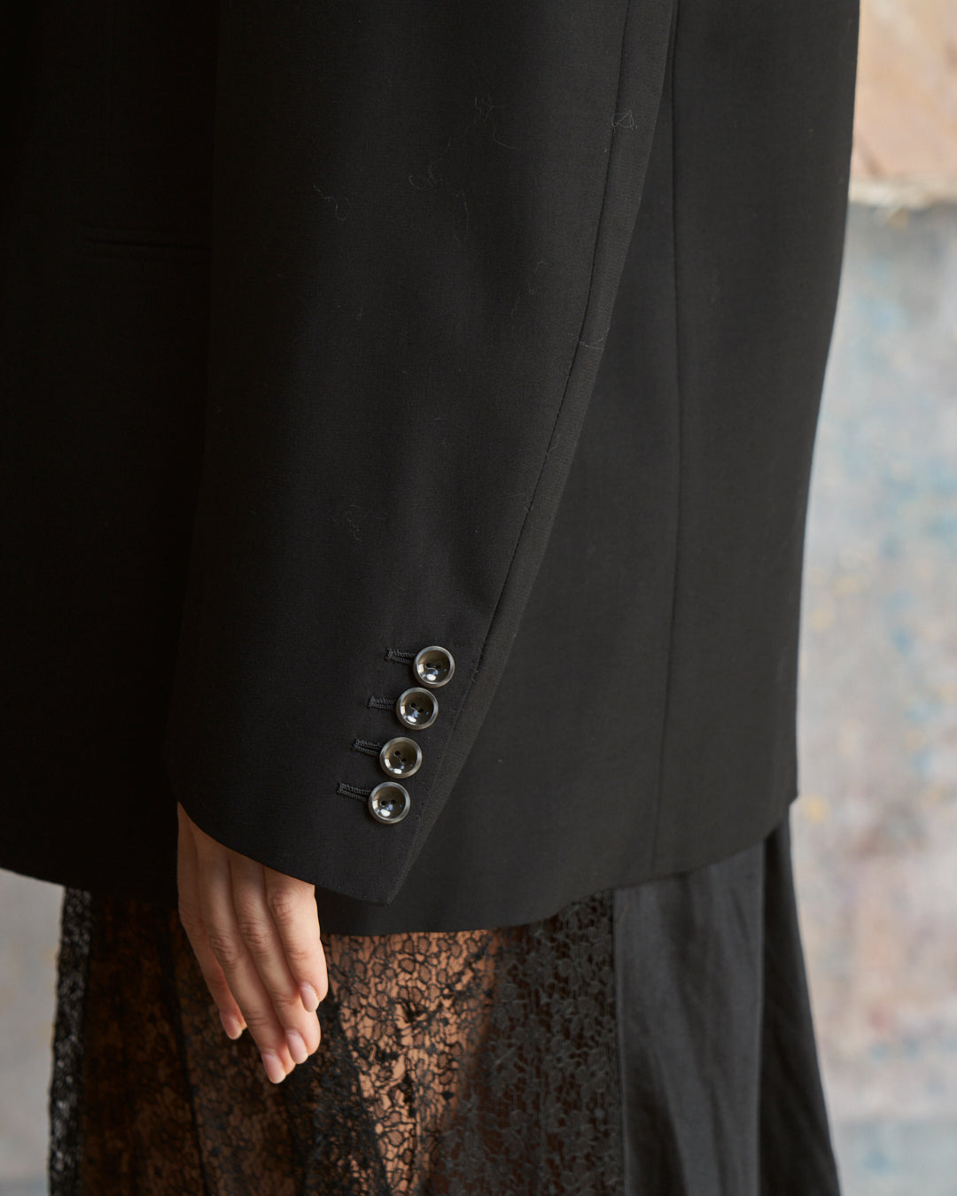 Blazer da Smoking nero in lana con collo lancia