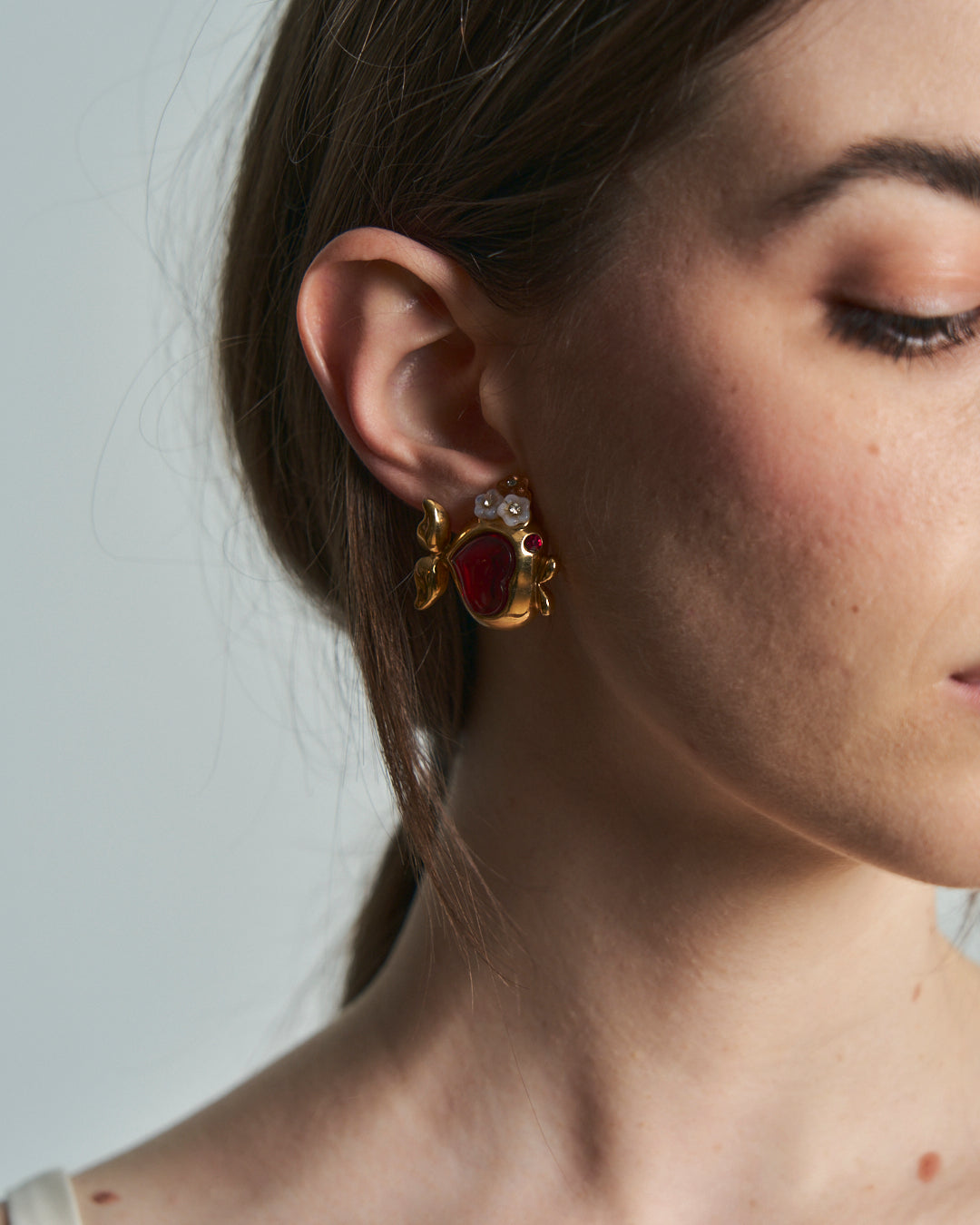 Orecchini dorati pesce cuore