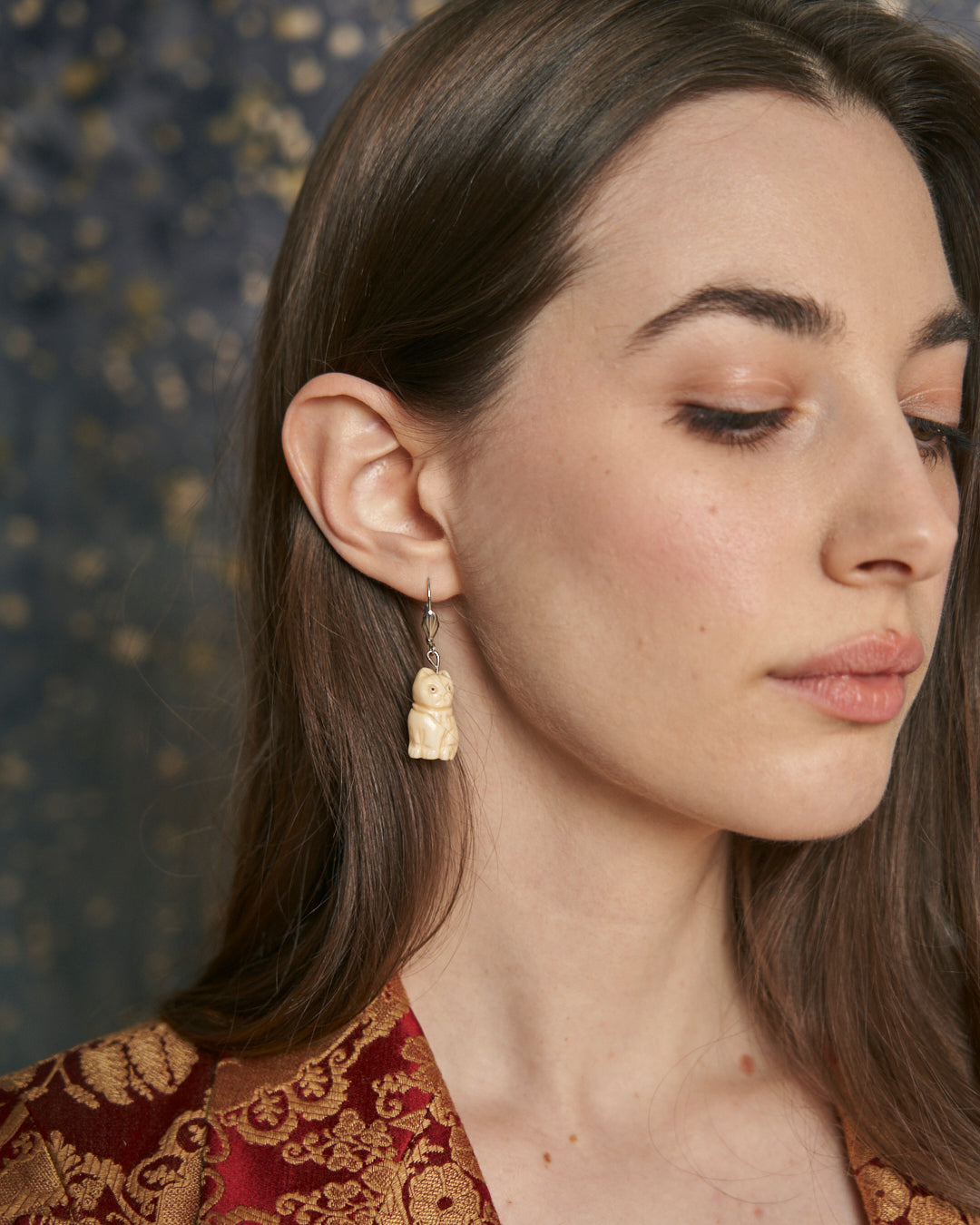 Orecchini gatto in pasta d'avorio