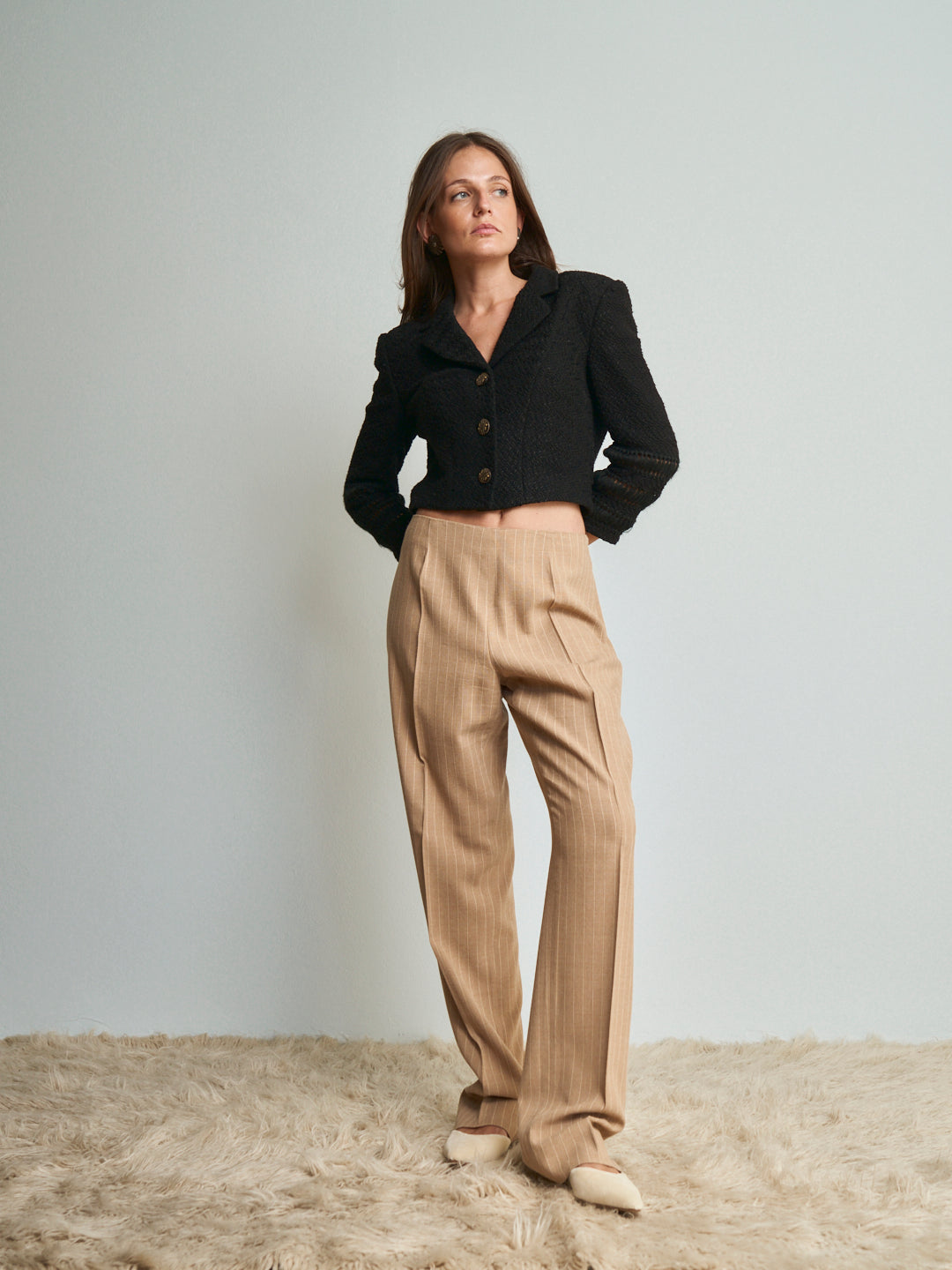 Pantaloni Gianfranco Ferre gessati beige