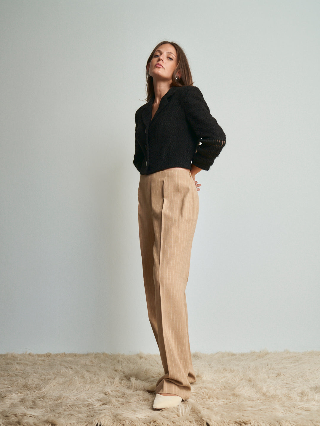 Pantaloni Gianfranco Ferre gessati beige