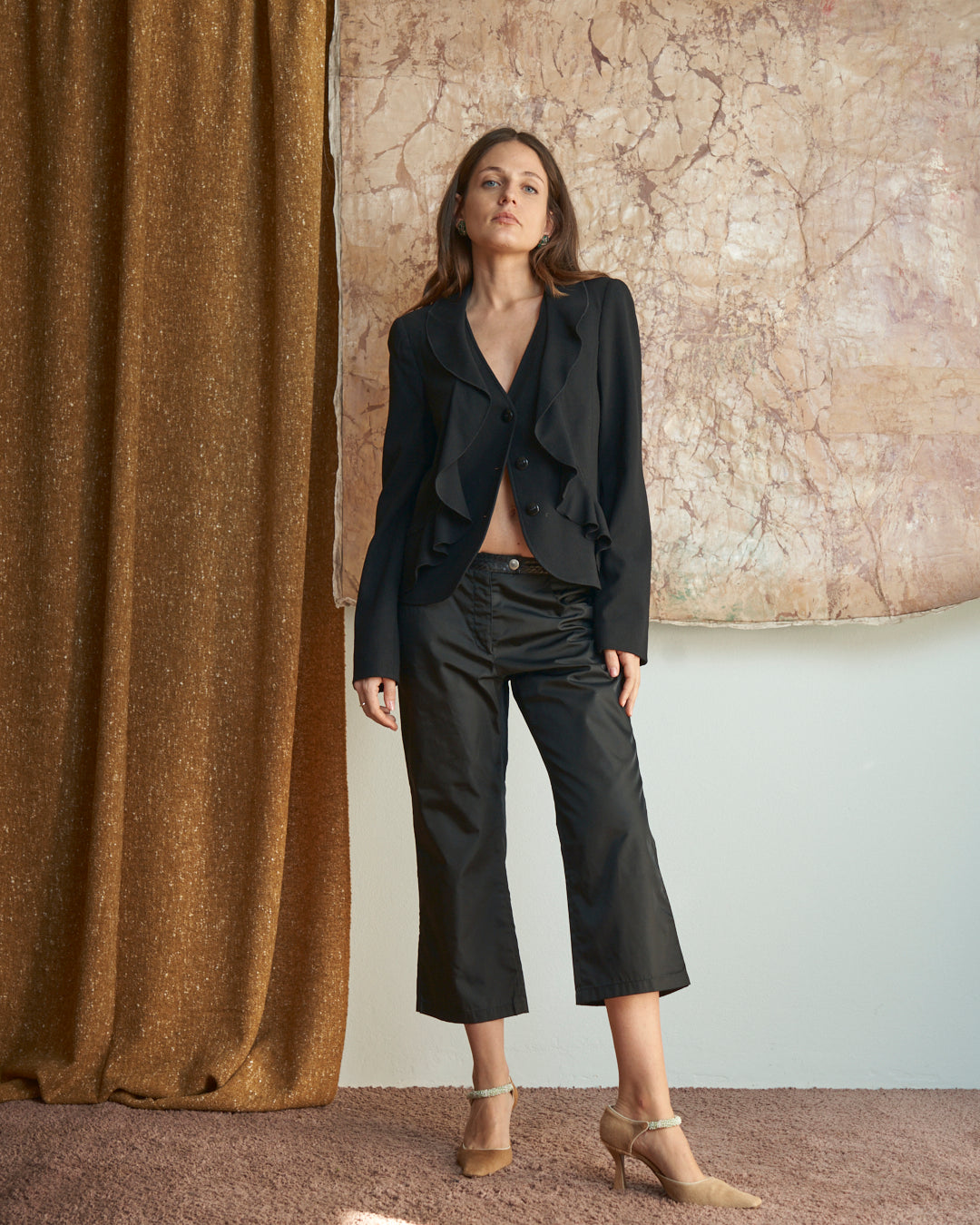 Pantalone Prada Vintage in nylon e pelle di pitone