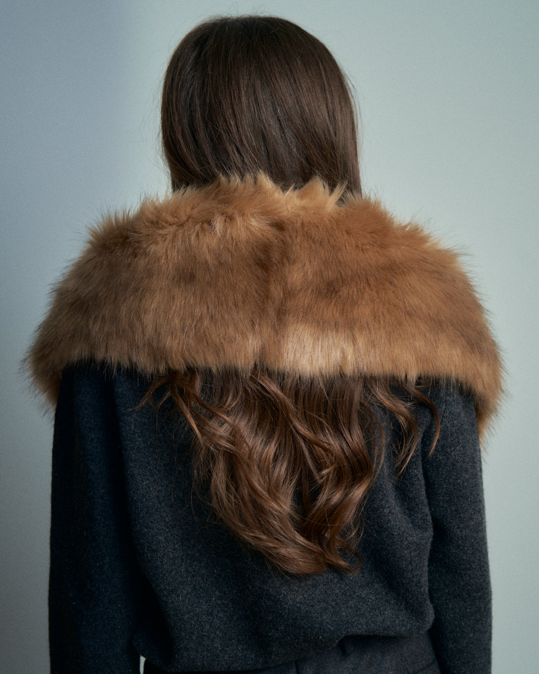 Stola in pelliccia ecologica miele