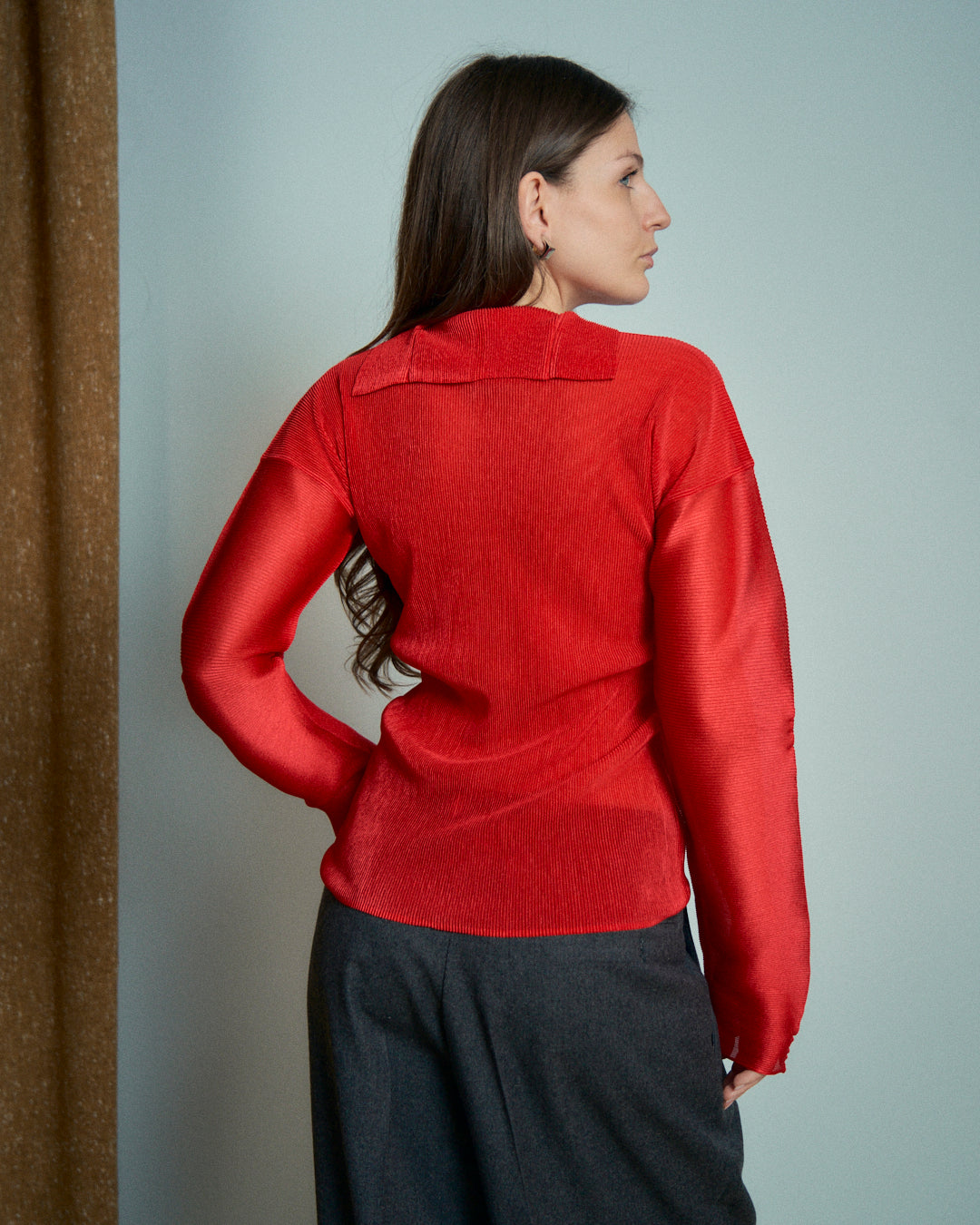 T-shirt Issey Miyake rossa in jersey