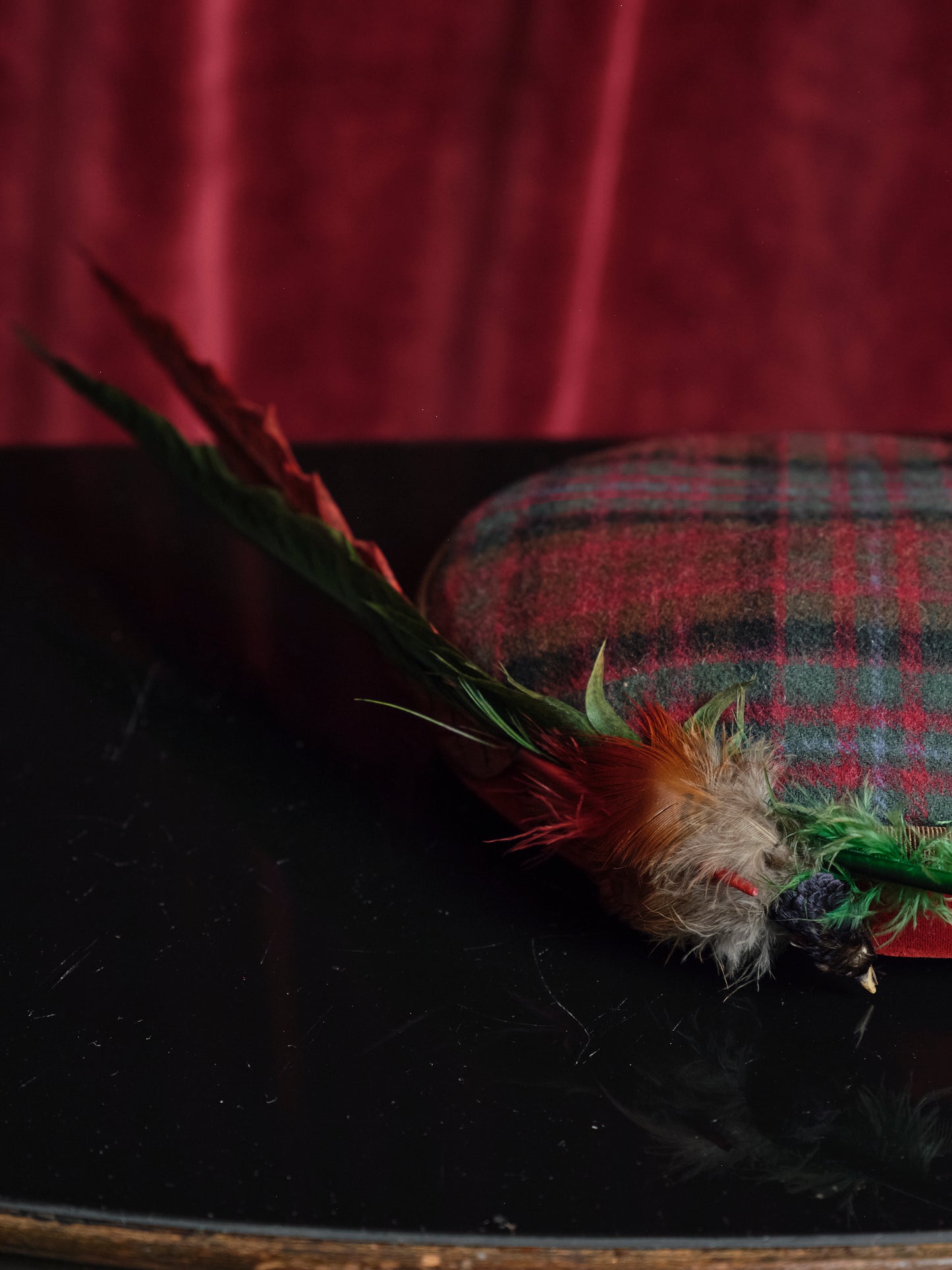 Cappellino pillbox d'epoca in lana tartan