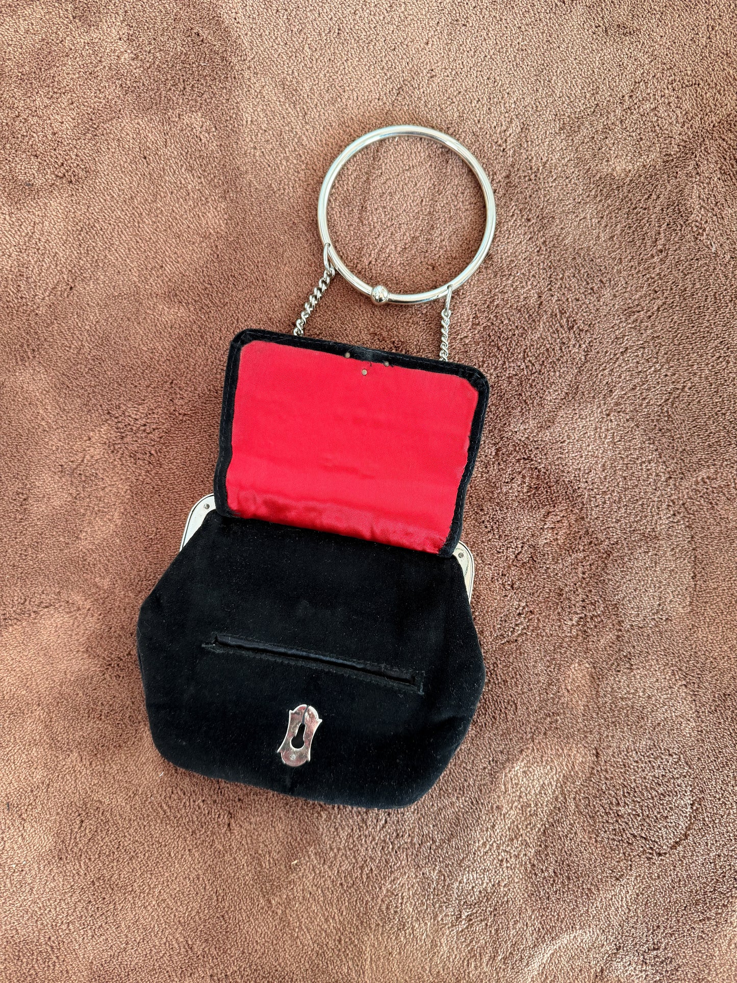 Borsa da polso anni 70 in metallo e velluto