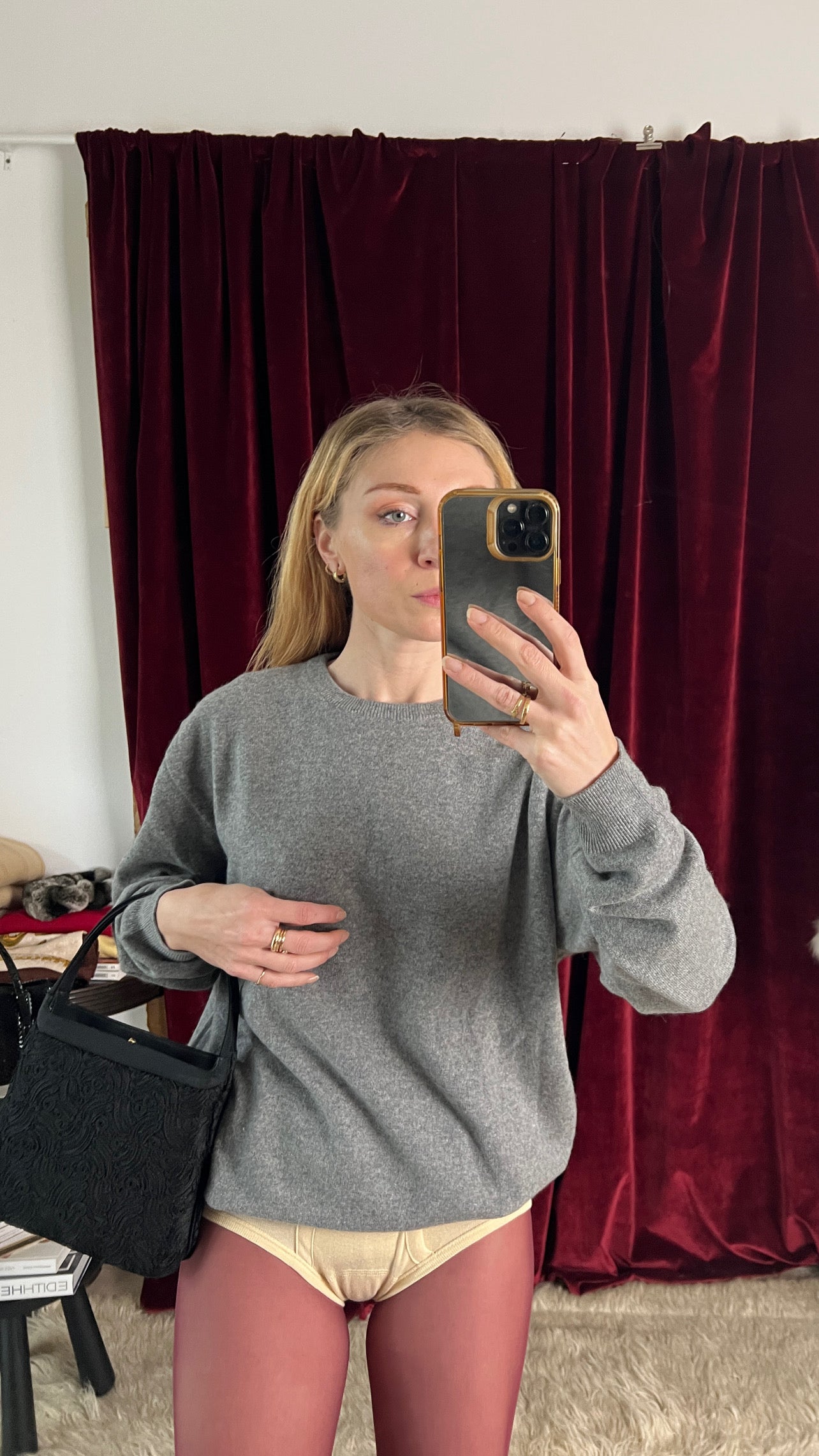 Maglione in puro cachemere grigio melange Grigioperla