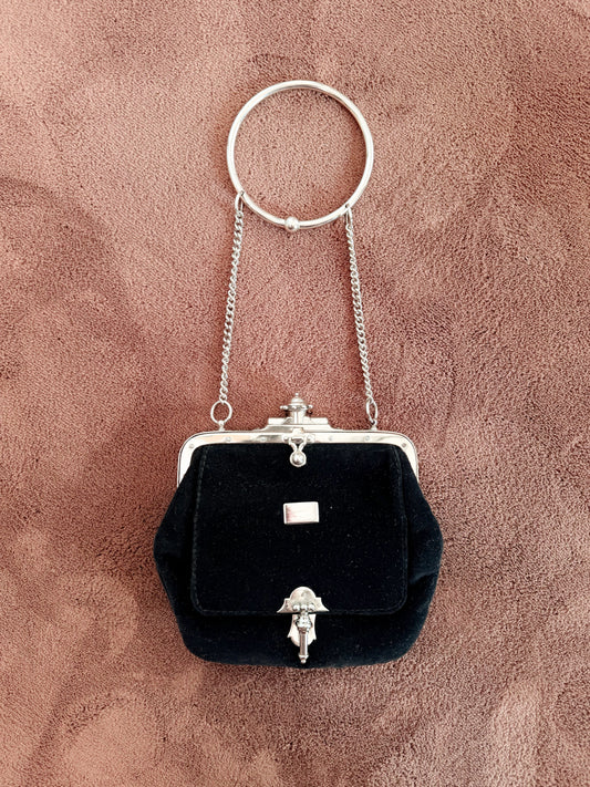 Borsa da polso anni 70 in metallo e velluto