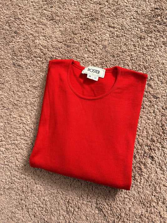 Maglia basic girocollo in lana rossa
