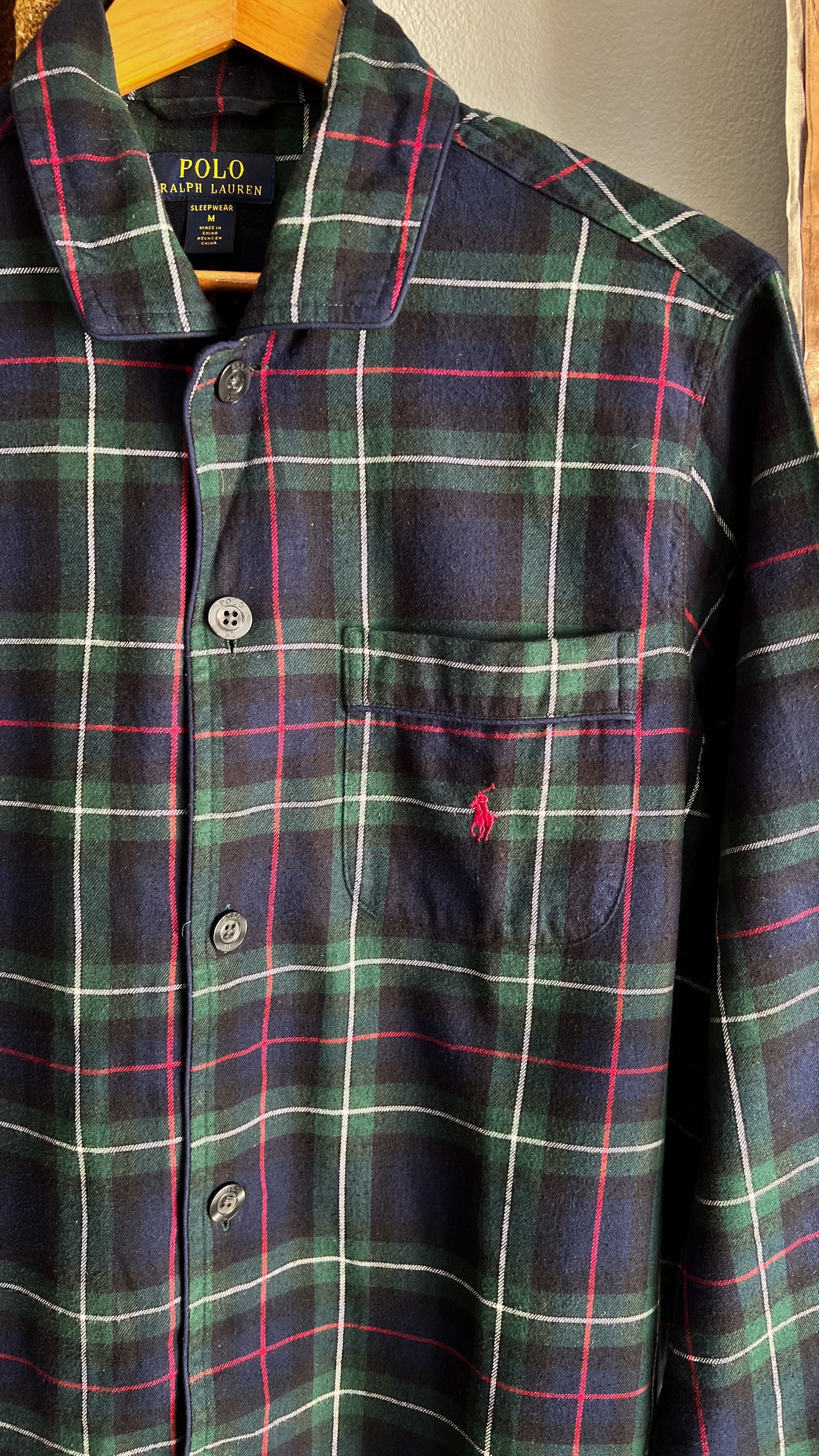 Pigiama Ralph Lauren scozzese blu navy e verde