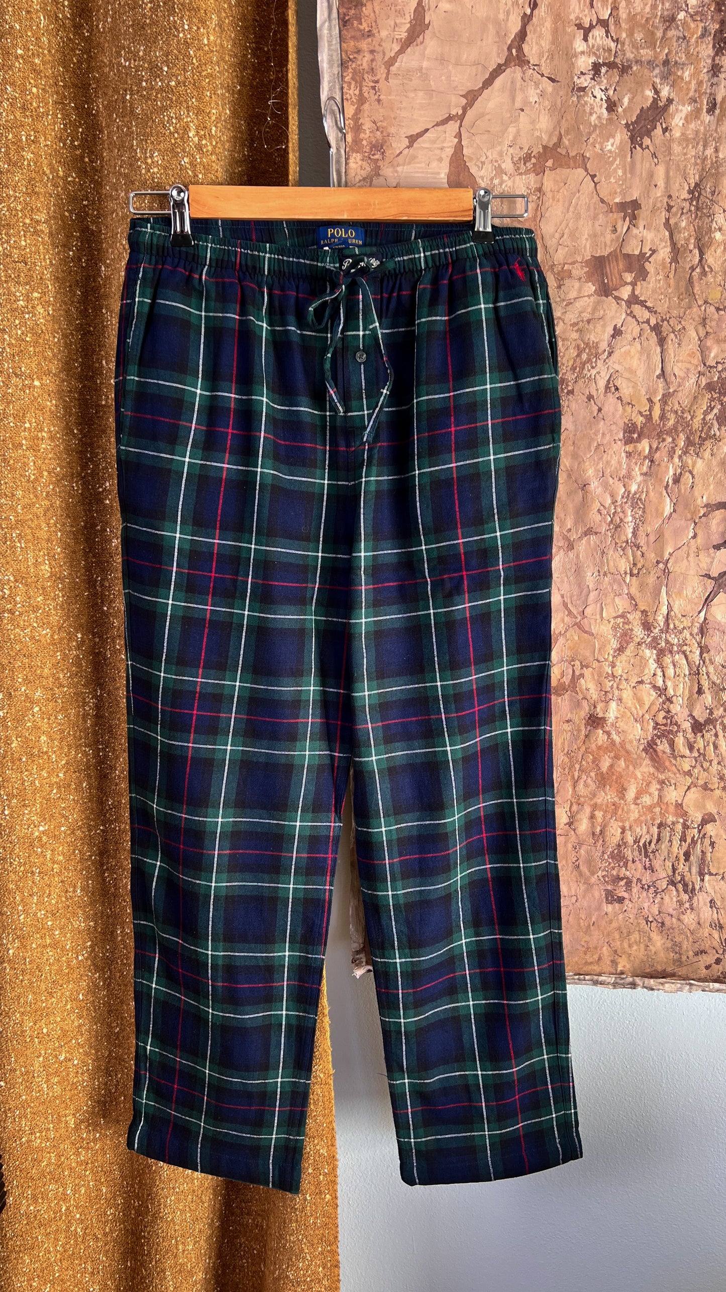 Pigiama Ralph Lauren scozzese blu navy e verde