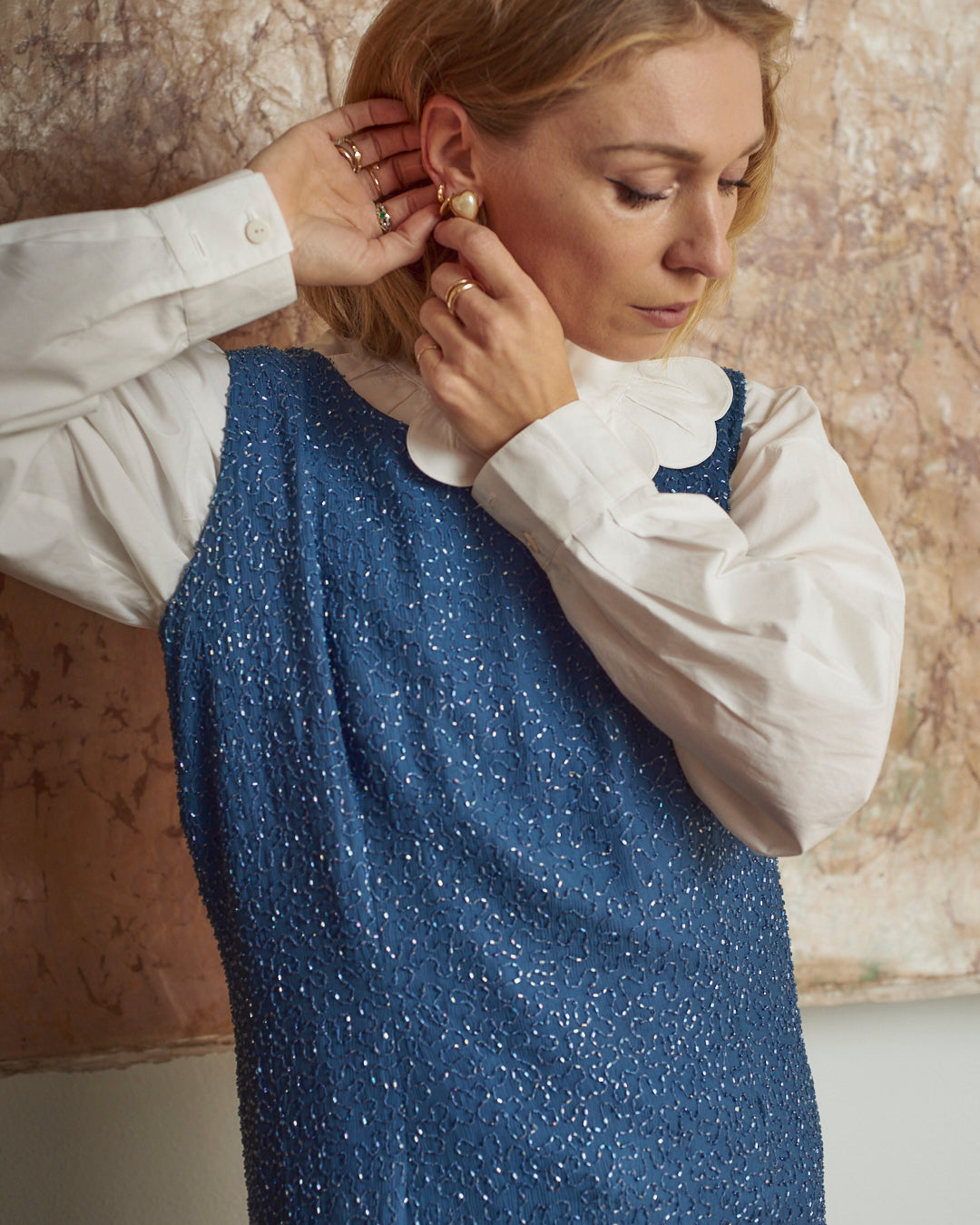 Orecchini con foto a cuore anni 80 profili zigrinati dorati