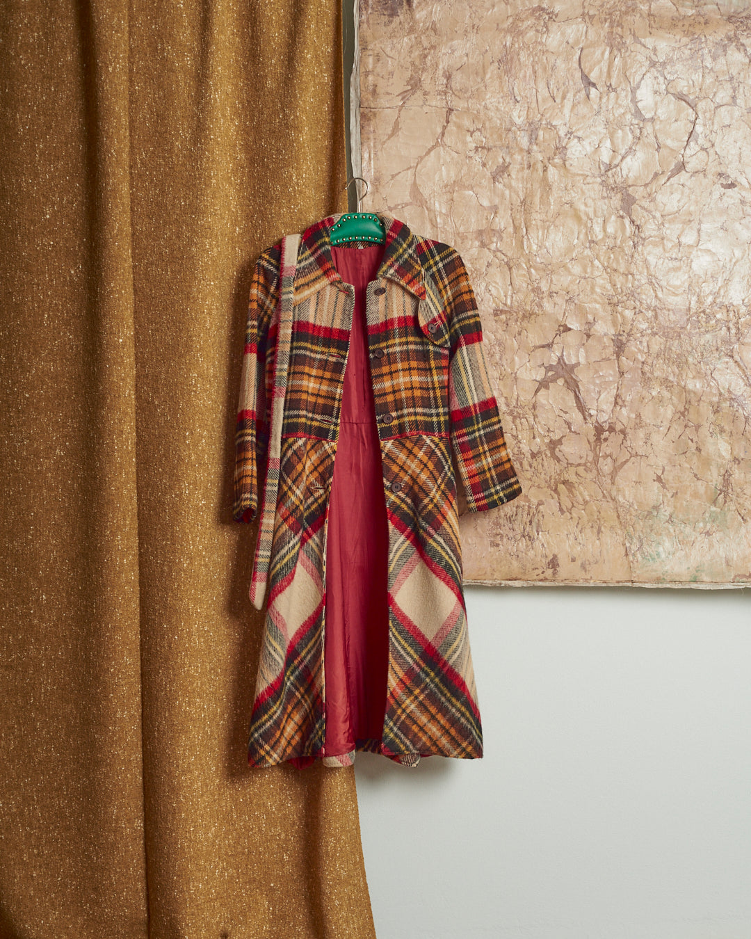 Cappotto anni 70 con gonna ampia tartan
