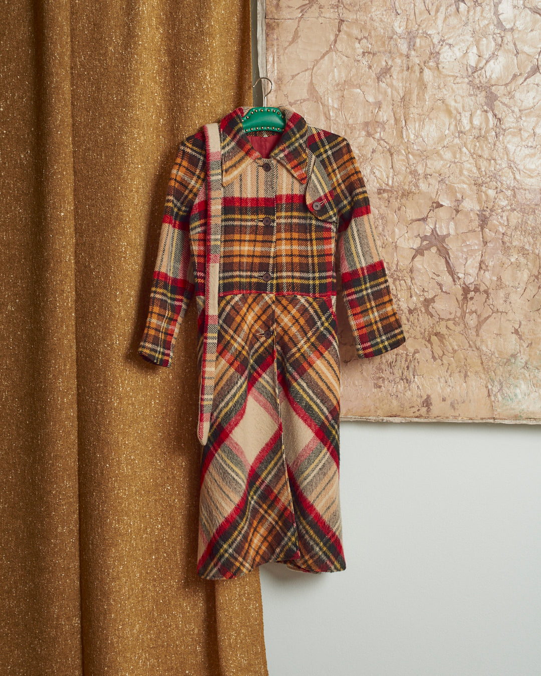 Cappotto anni 70 con gonna ampia tartan