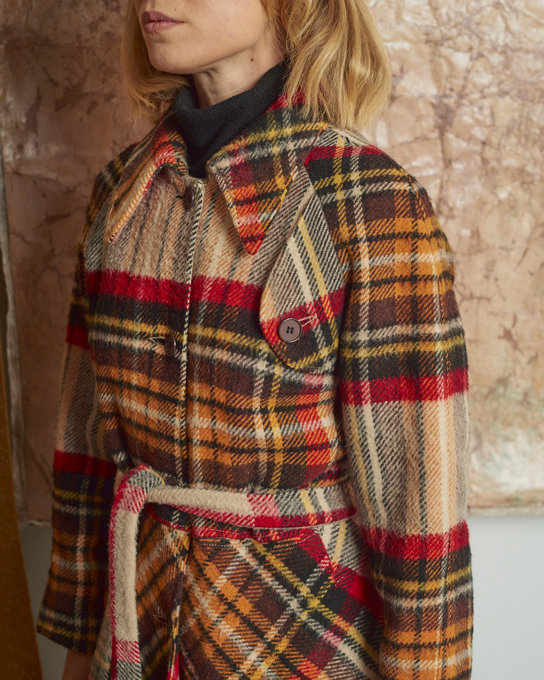 Cappotto anni 70 con gonna ampia tartan