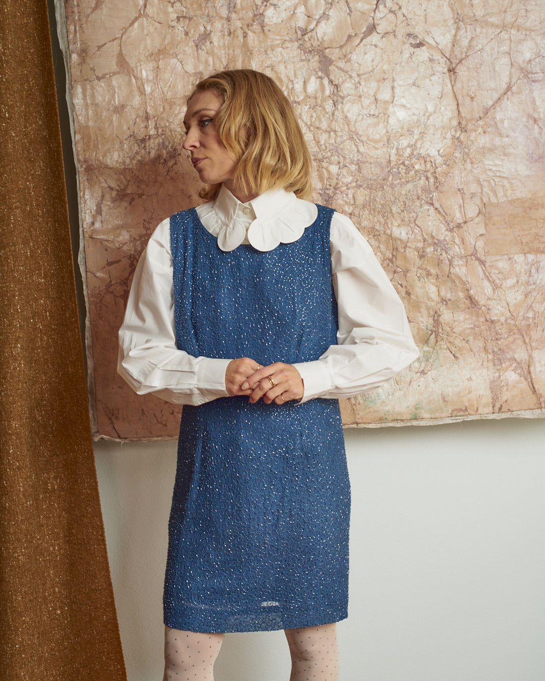 Abito in seta con perline sartoriale