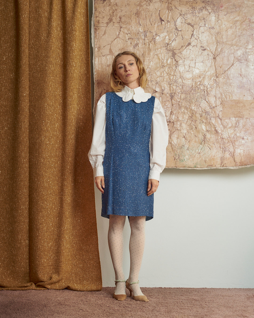 Abito in seta con perline sartoriale