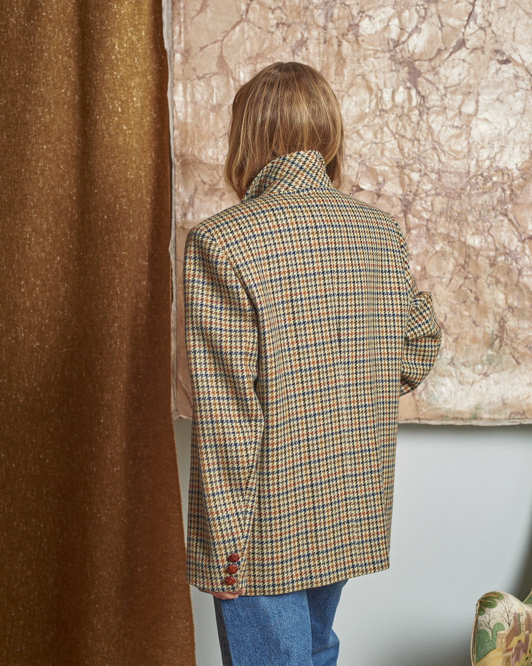 Blazer pied-de-poule Steinbock in lana vergine