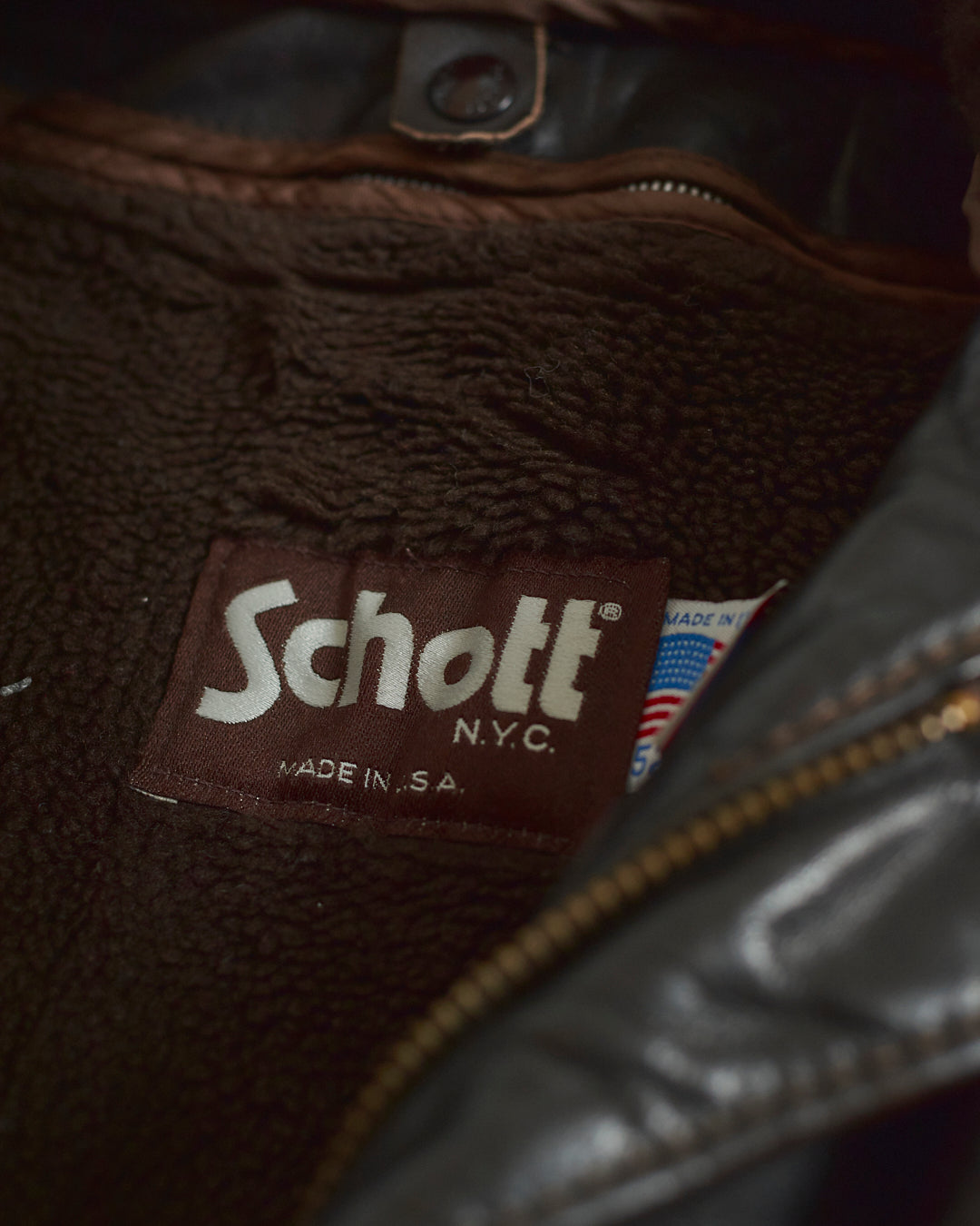 Schott bomber maschile marrone scuro