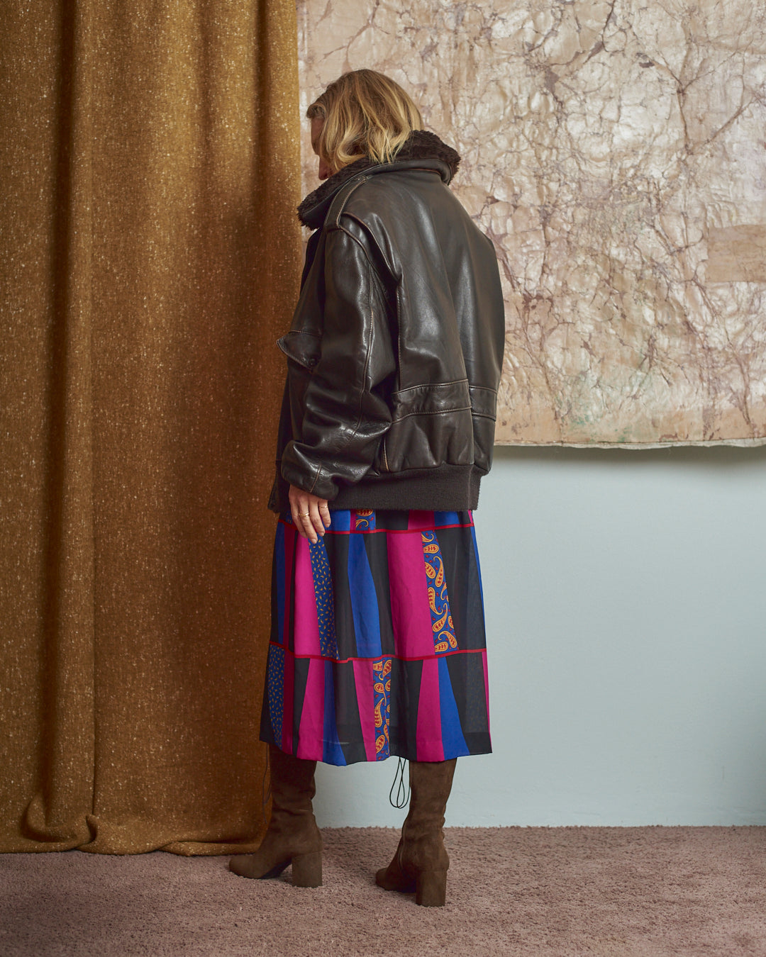 Schott bomber maschile marrone scuro