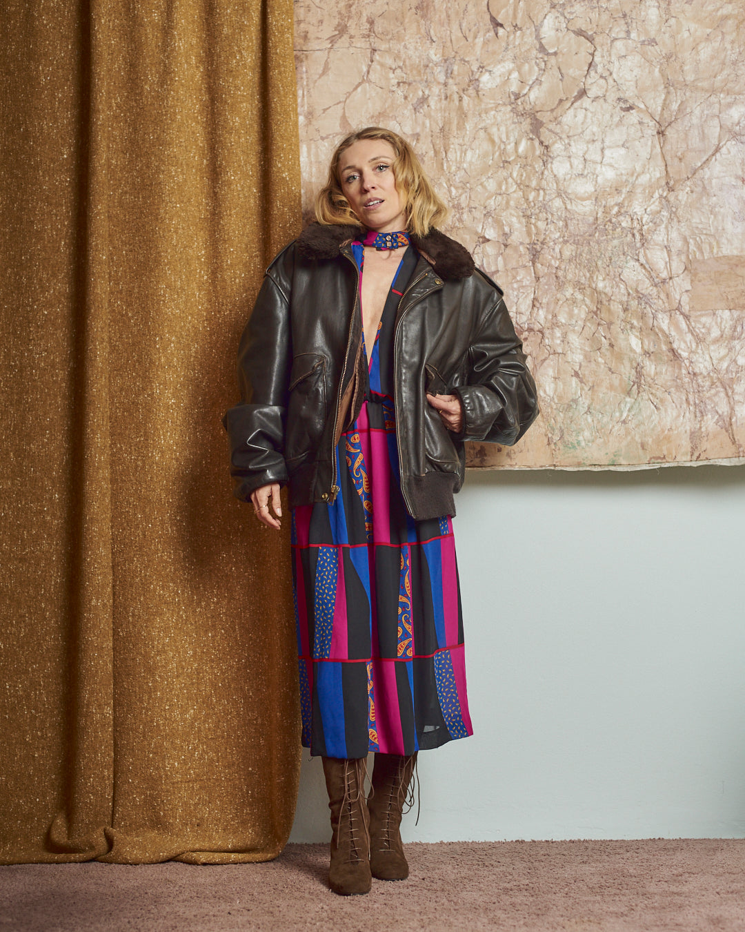 Schott bomber maschile marrone scuro