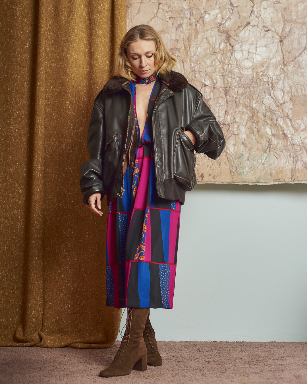 Schott bomber maschile marrone scuro