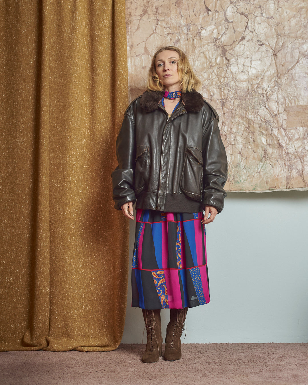 Schott bomber maschile marrone scuro